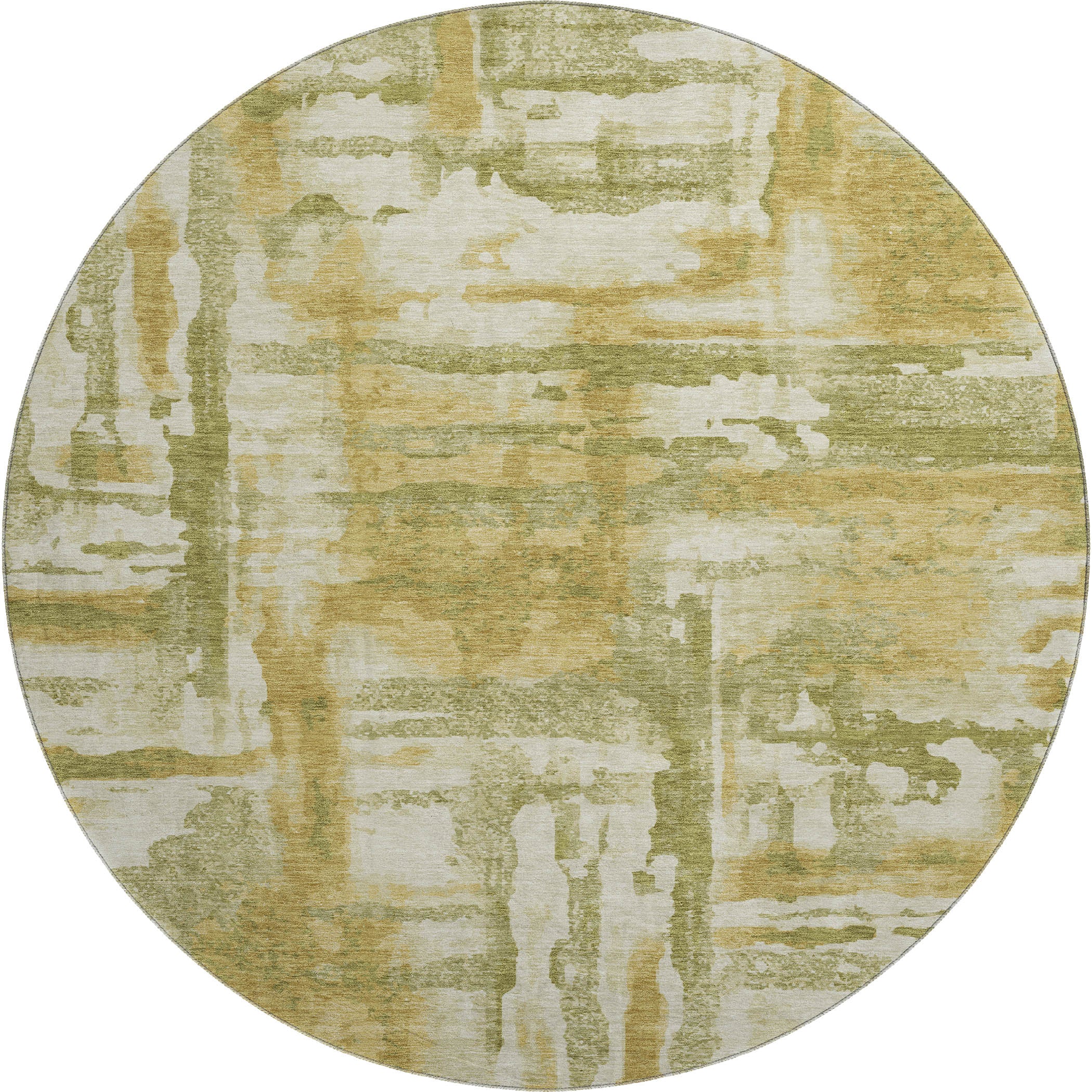 Lucerne Machine Washable Transitional Aloe Green Rug 8' x 8' #shape_Round