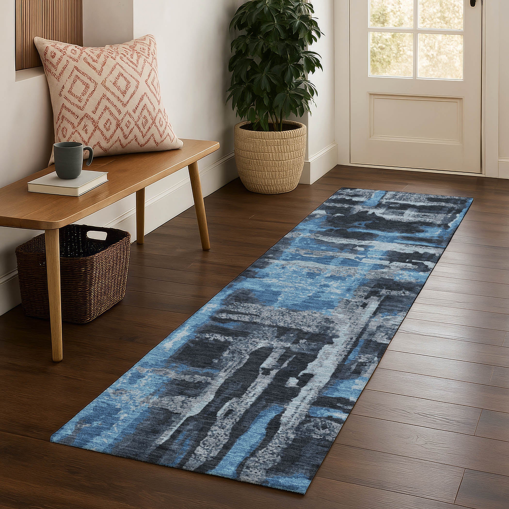 Lucerne Machine Washable Transitional Black Rug 2'3" x 7'6" #shape_Runner