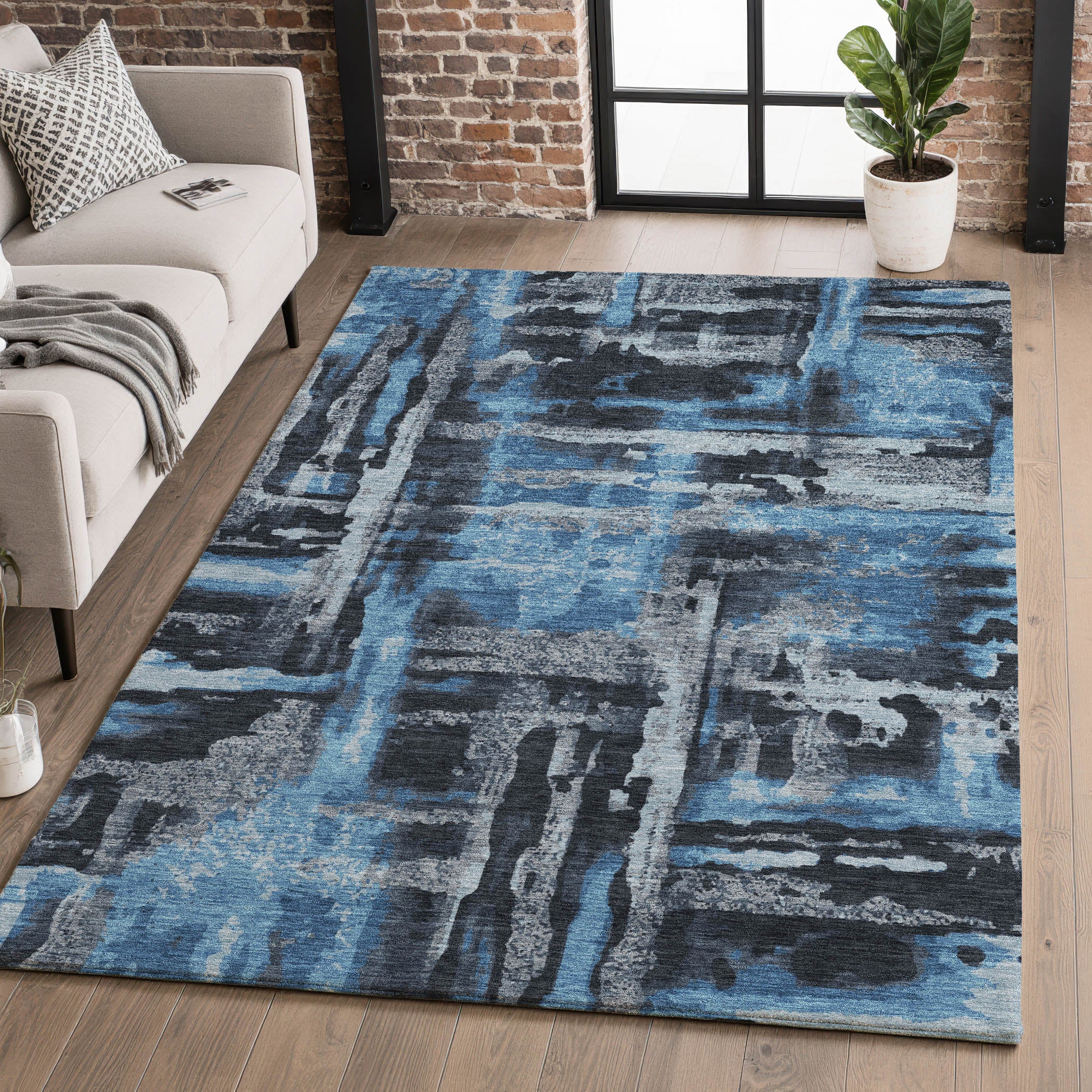 Lucerne Machine Washable Transitional Black Rug 2'6" x 3'10" #shape_Rectangle