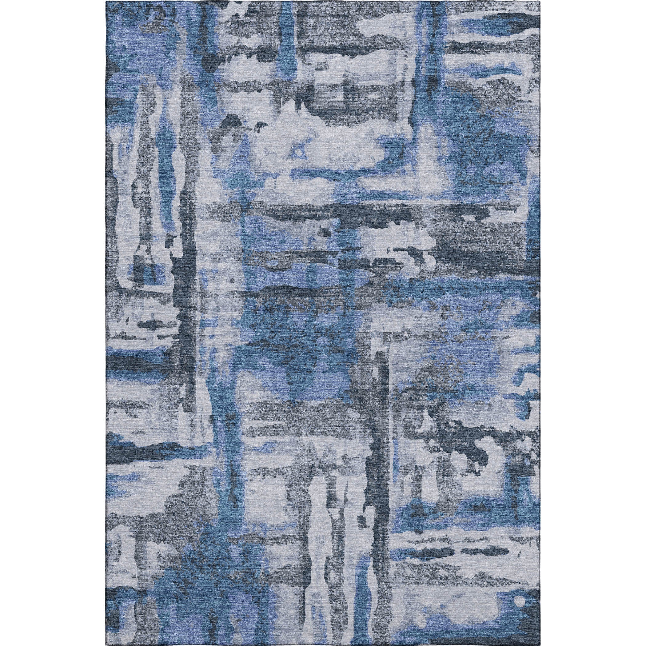 Lucerne Machine Washable Transitional Blue Rug 2'6" x 3'10" #shape_Rectangle