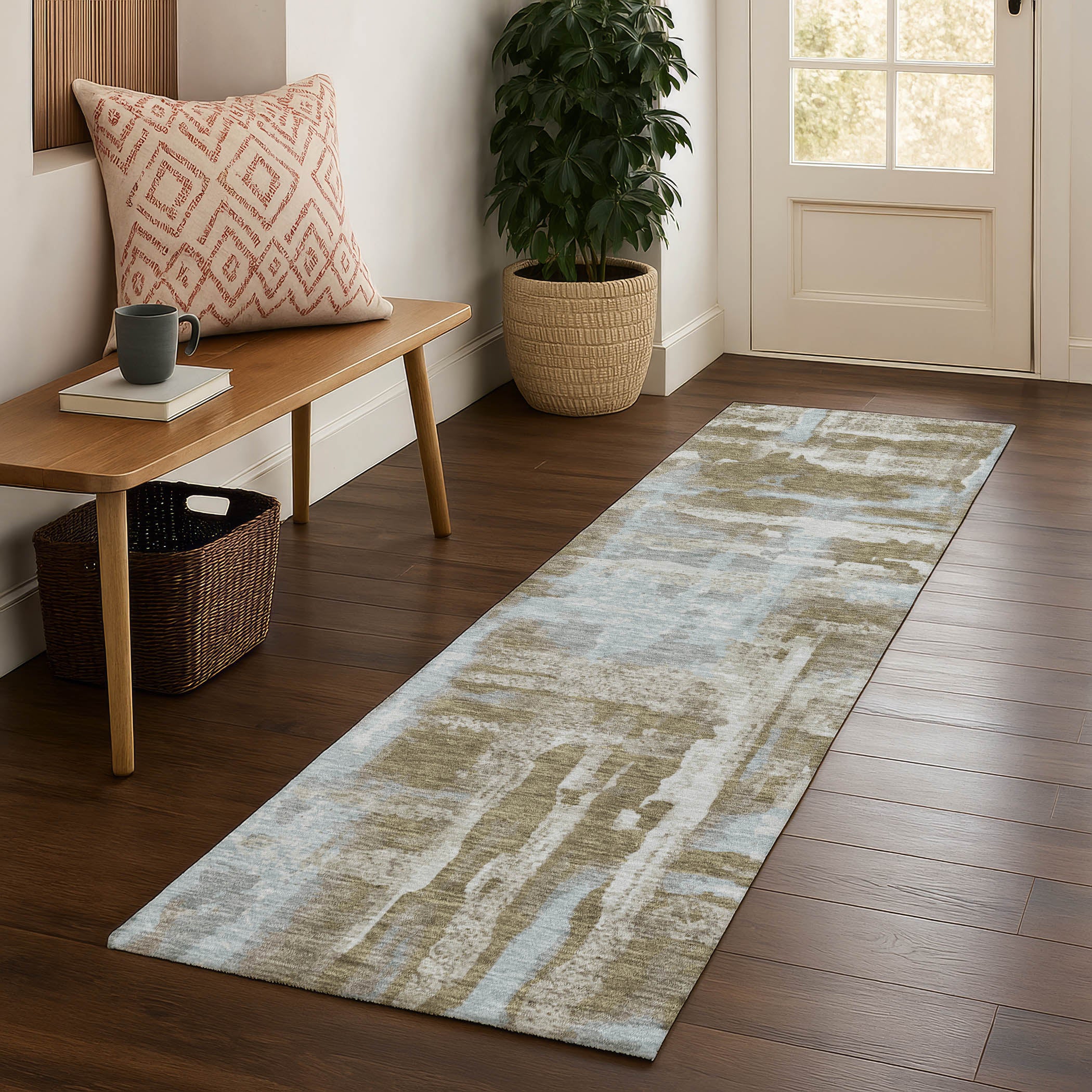 Lucerne Machine Washable Transitional Brown Rug 2'3" x 7'6" #shape_Runner