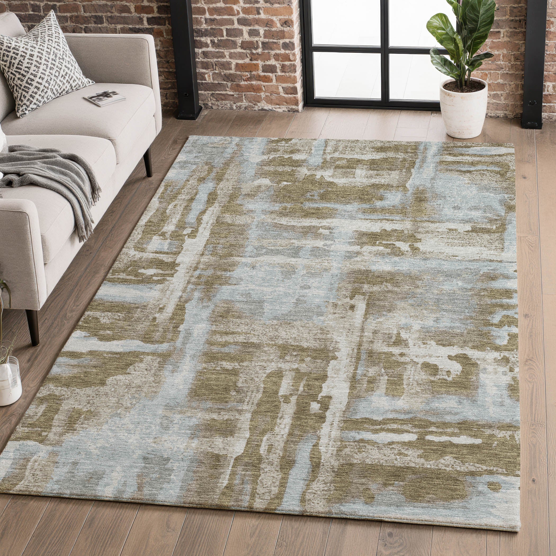 Lucerne Machine Washable Transitional Brown Rug 2'6" x 3'10" #shape_Rectangle