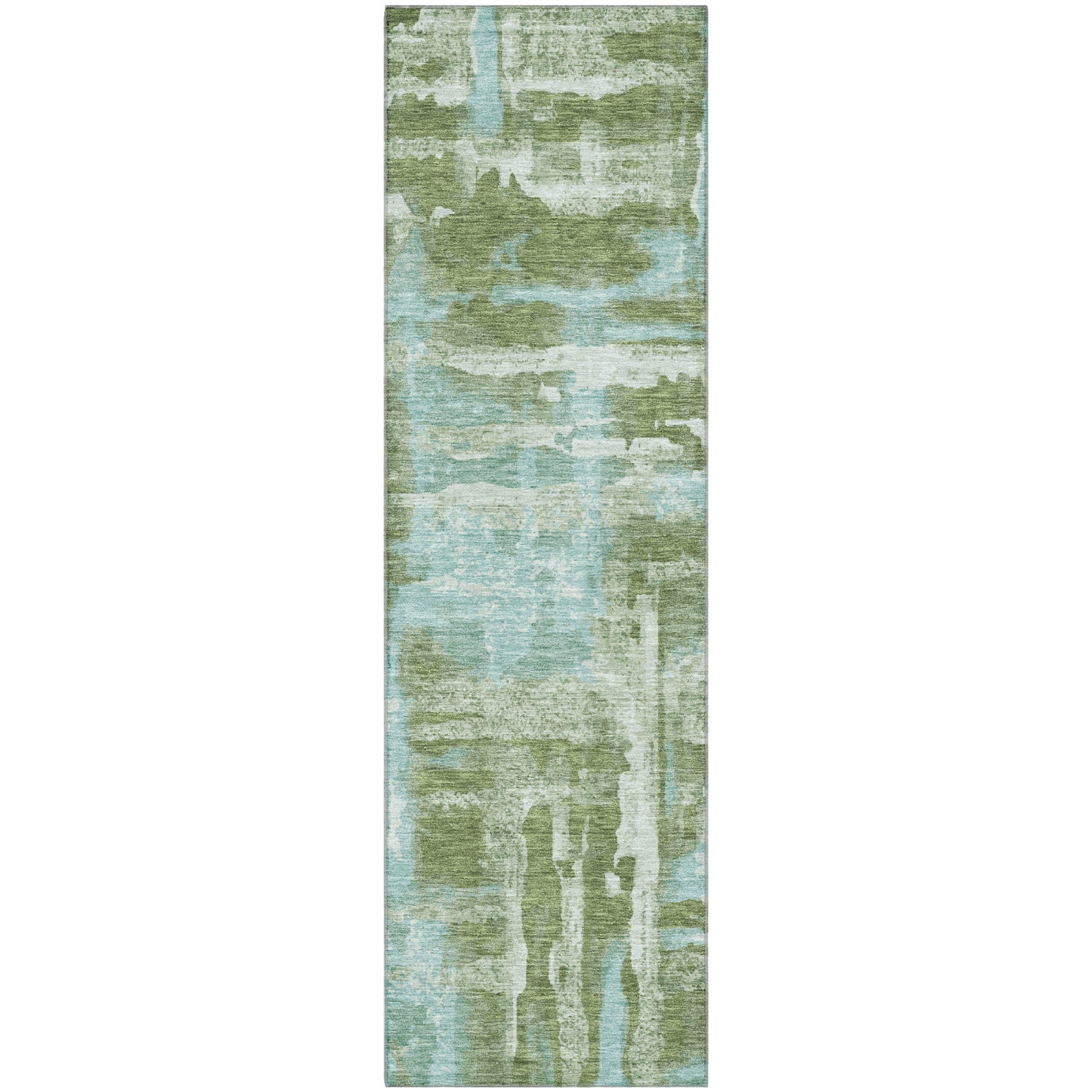 Lucerne Machine Washable Transitional Cactus Green Rug 2'3" x 7'6" #shape_Runner