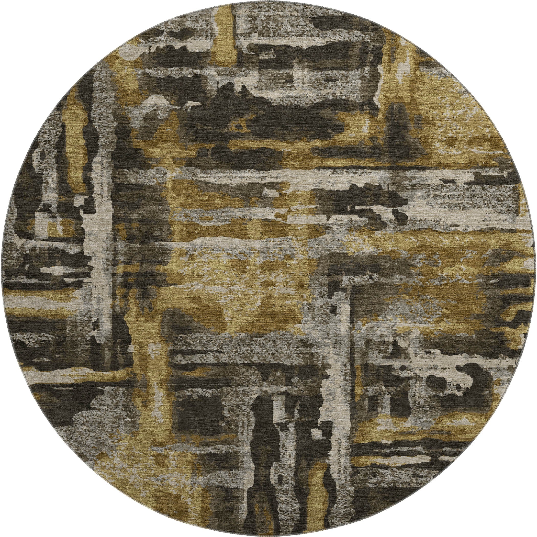Lucerne Machine Washable Transitional Coffee Brown Rug 8' x 8' #shape_Round