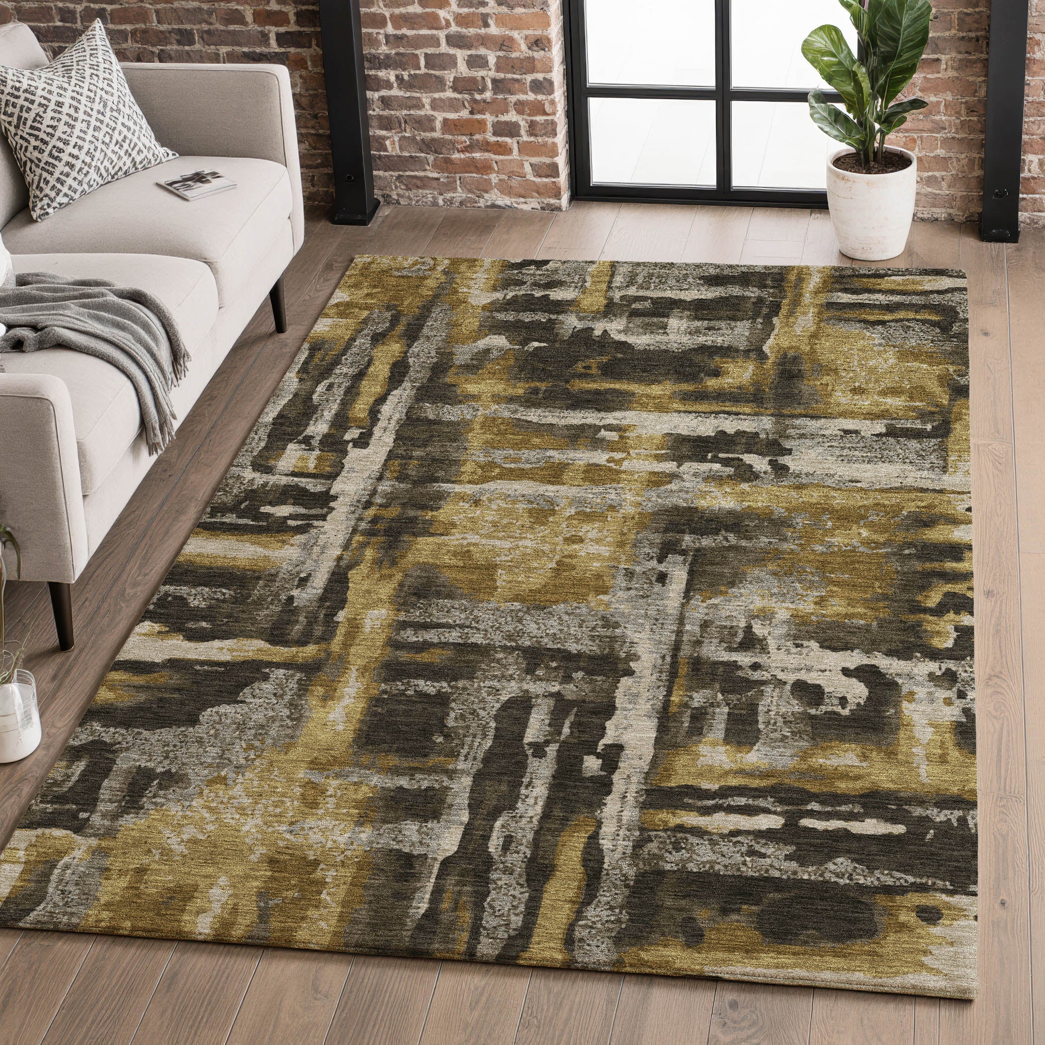Lucerne Machine Washable Transitional Coffee Brown Rug 2'6" x 3'10" #shape_Rectangle