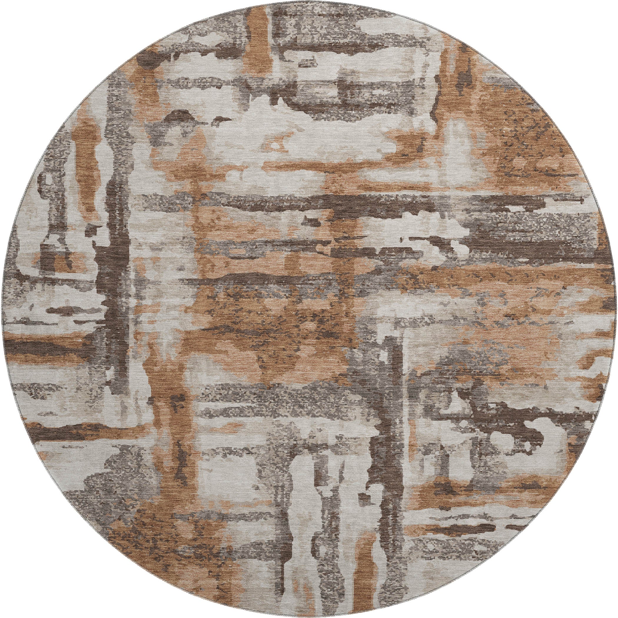 Lucerne Machine Washable Transitional Paprika Orange Rug 8' x 8' #shape_Round