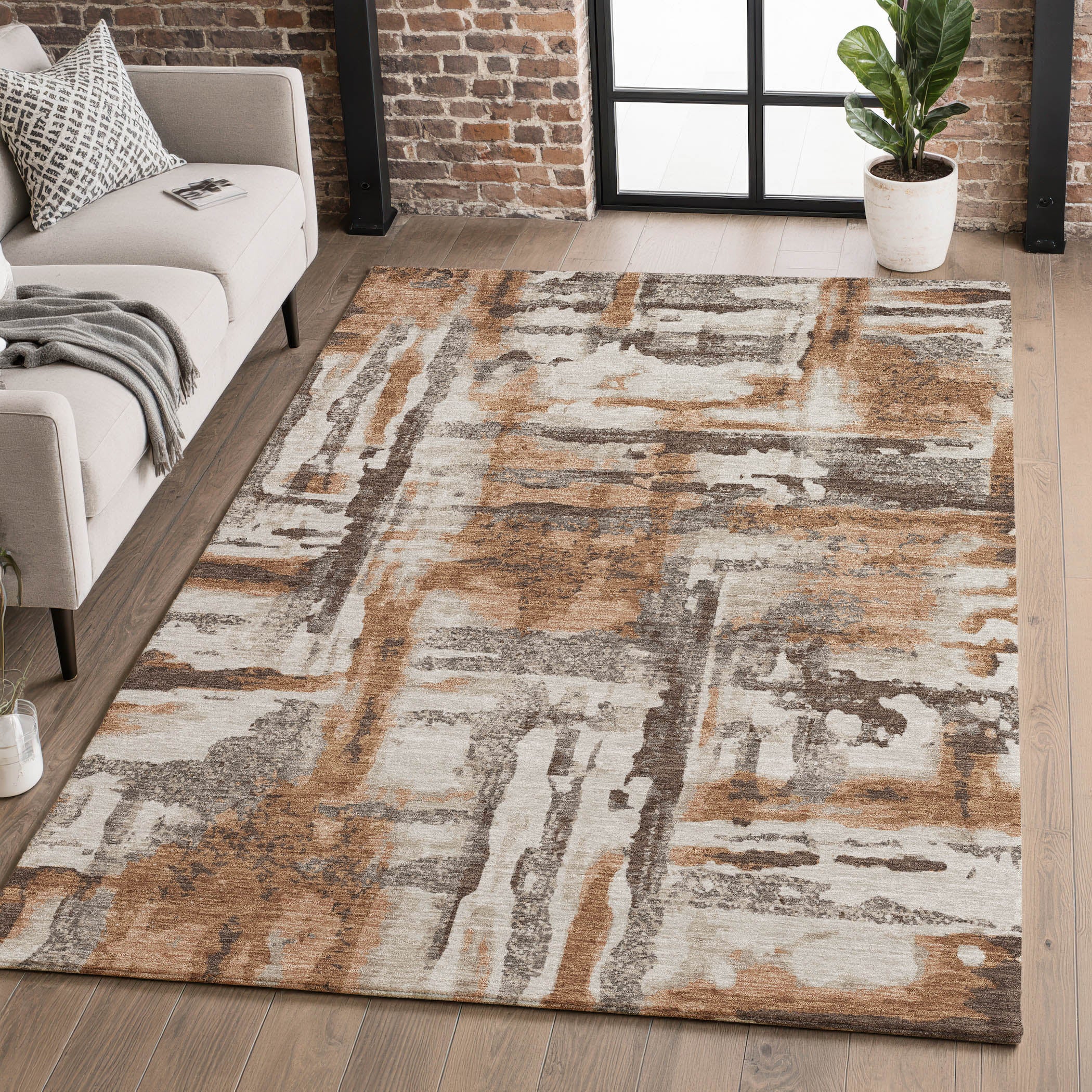 Lucerne Machine Washable Transitional Paprika Orange Rug 2'6" x 3'10" #shape_Rectangle