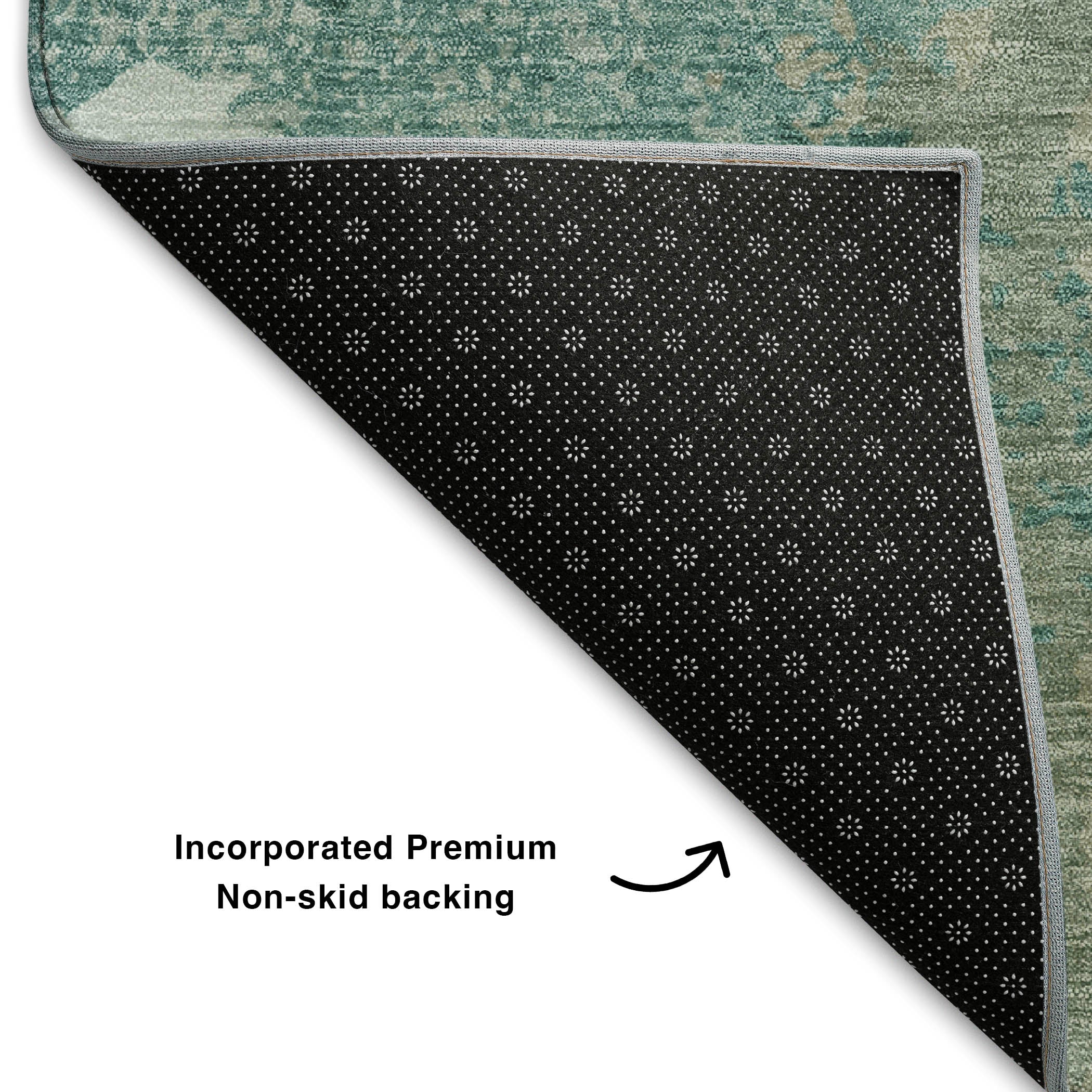 Lucerne Machine Washable Transitional Teal Rug 1'8" x 2'6" #shape_Rectangle