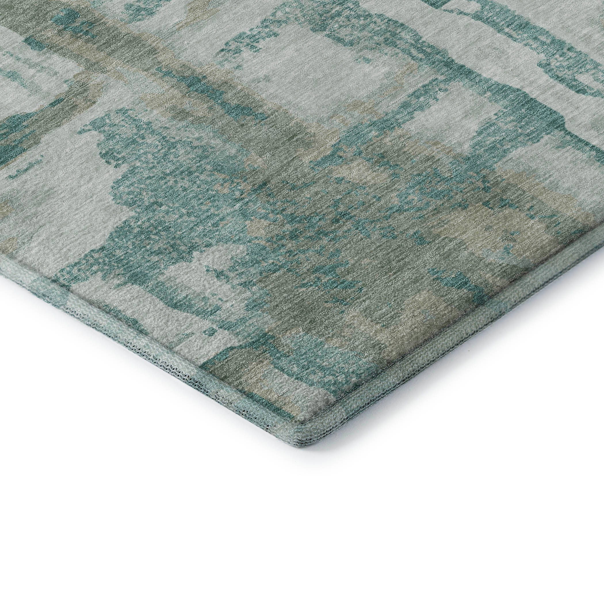 Lucerne Machine Washable Transitional Teal Rug 1'8" x 2'6" #shape_Rectangle