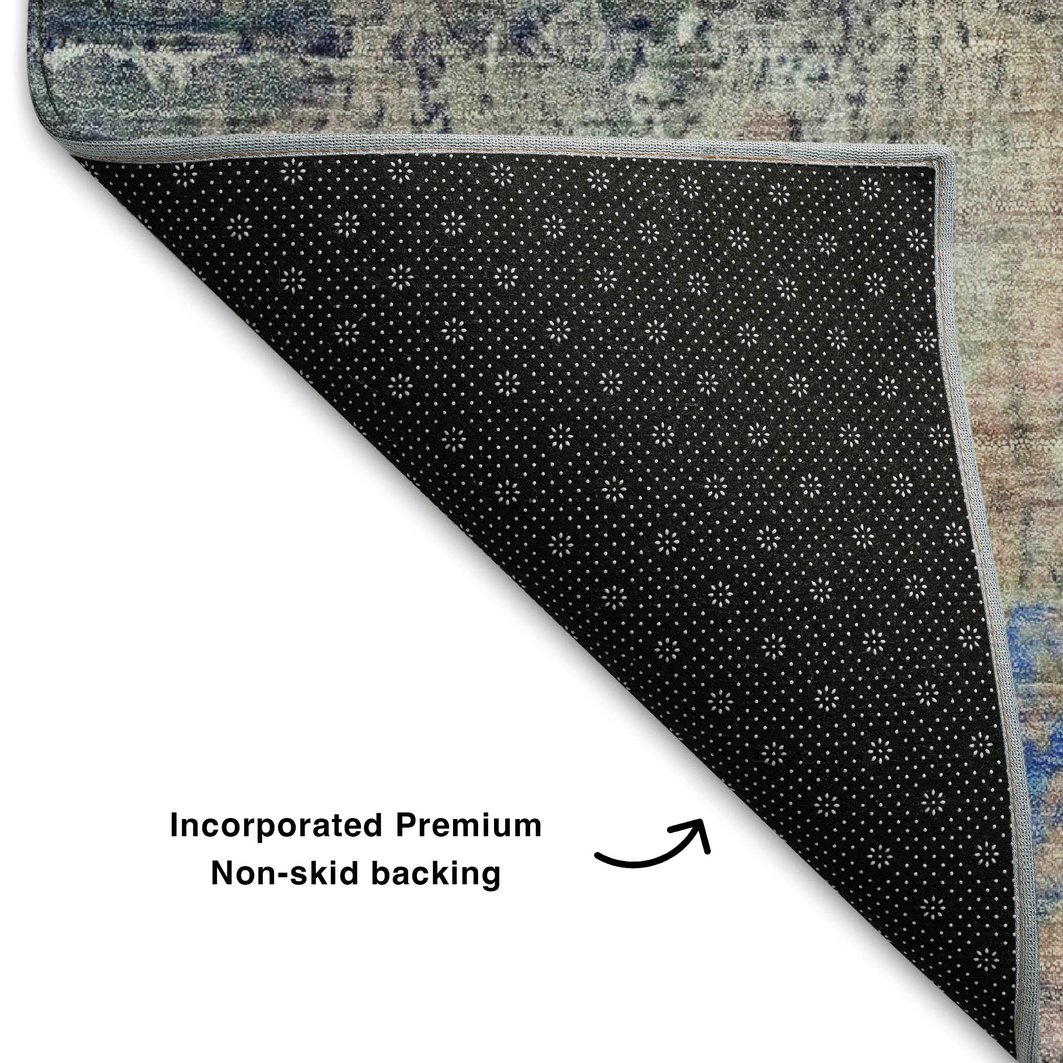 Florence Machine Washable Transitional Blue Rug 1'8" x 2'6" #shape_Rectangle