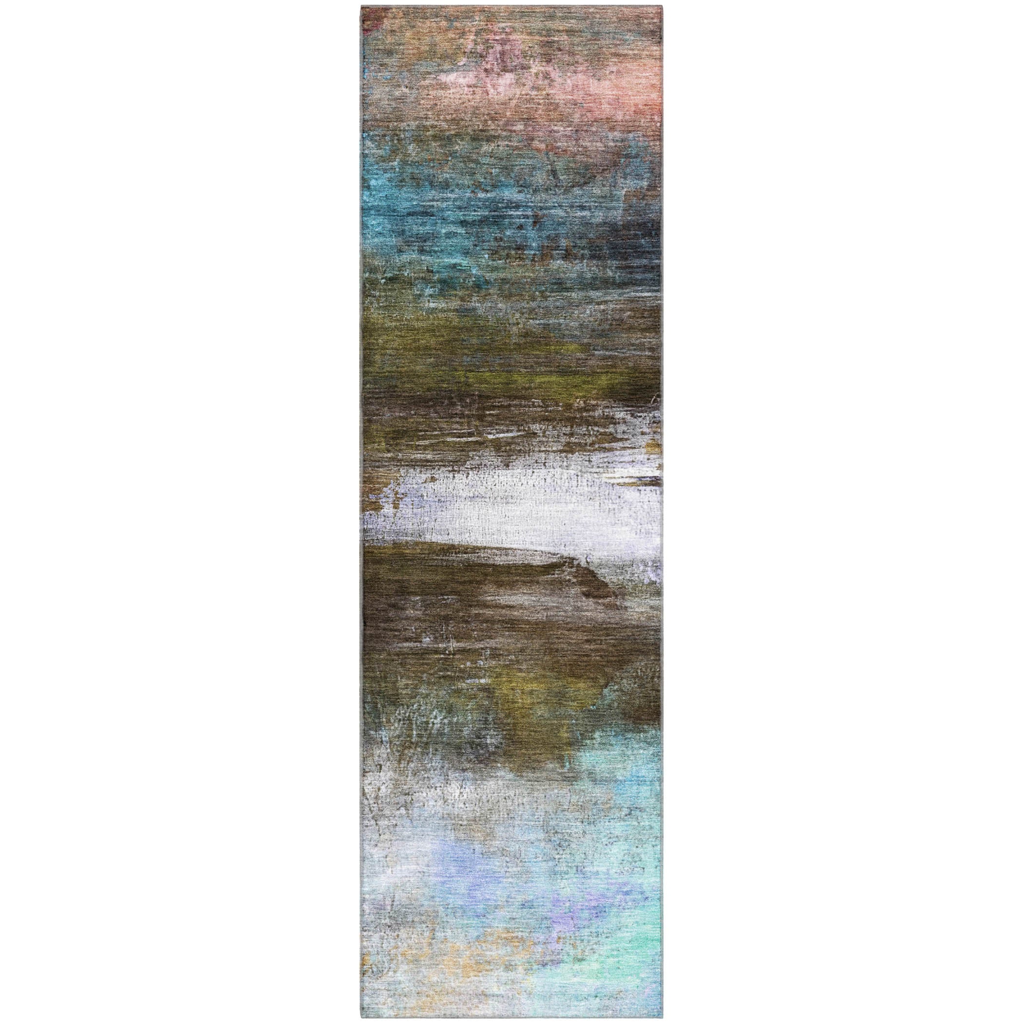 Florence Machine Washable Transitional Brown Rug 2'3" x 7'6" #shape_Runner