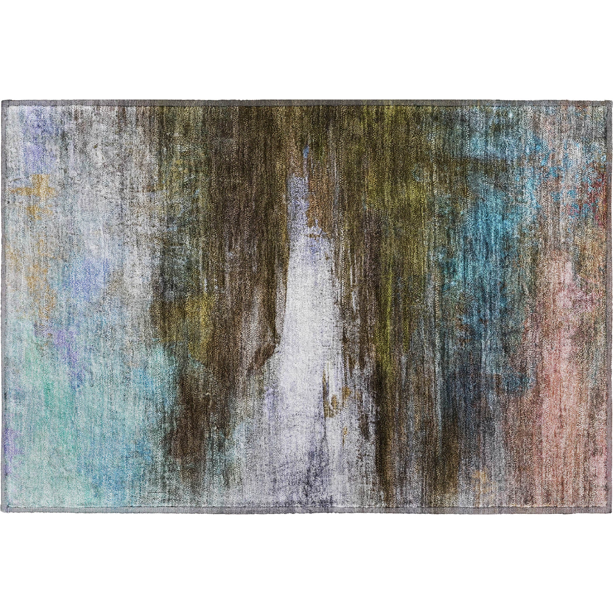 Florence Machine Washable Transitional Brown Rug 1'8" x 2'6" #shape_Rectangle