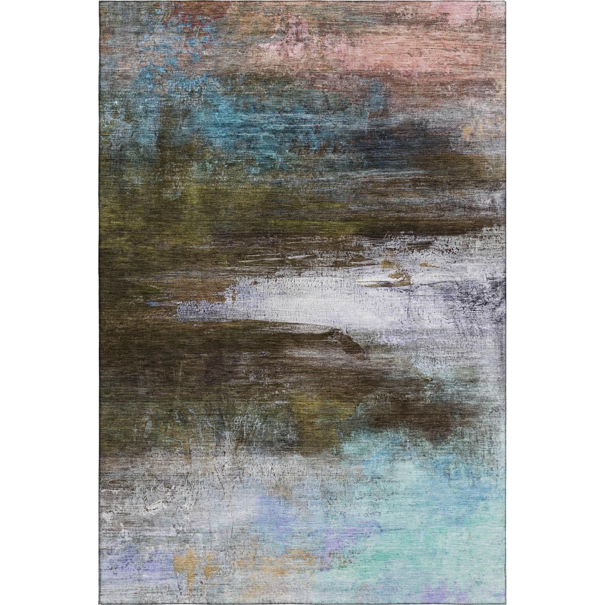Florence Machine Washable Transitional Brown Rug 2'6" x 3'10" #shape_Rectangle