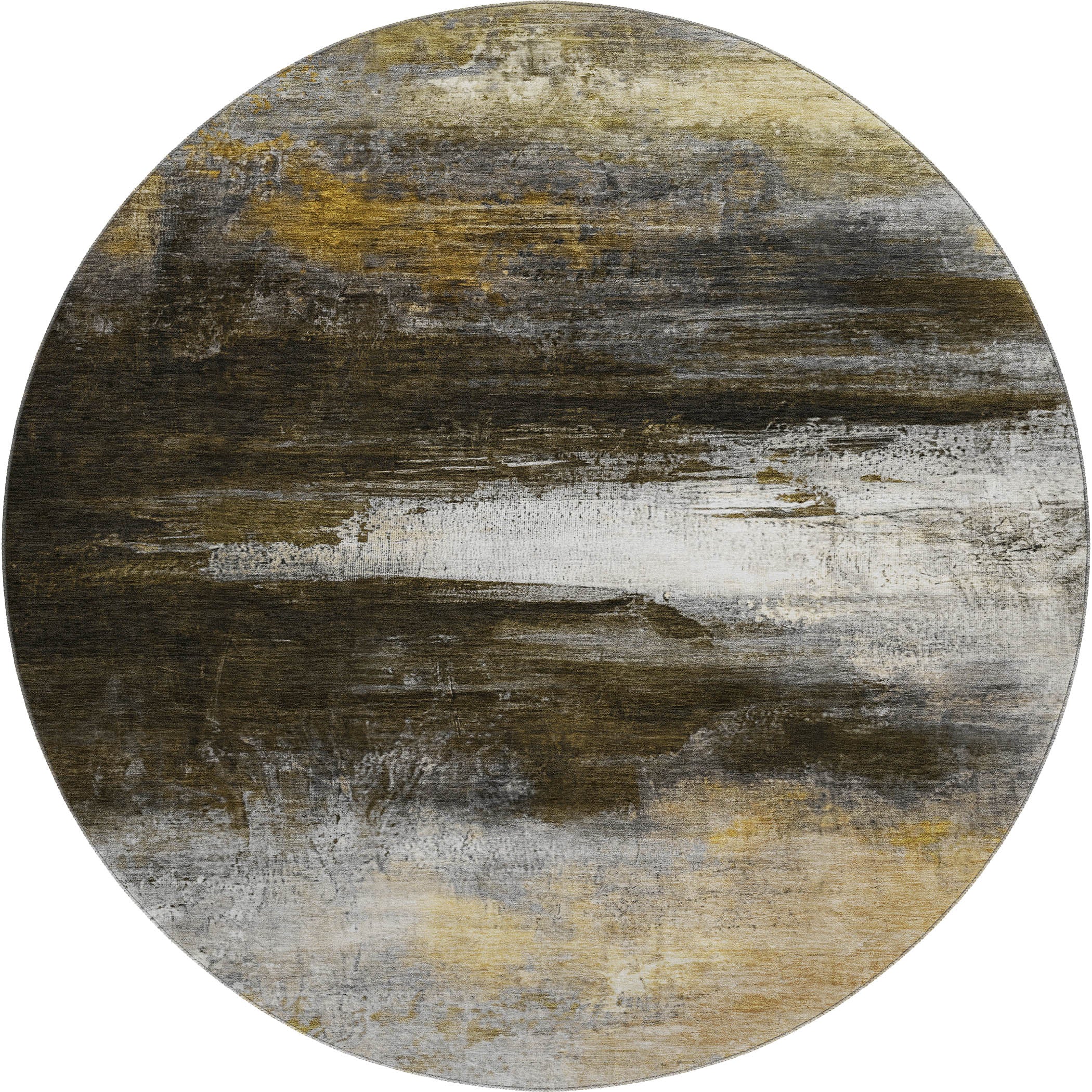 Florence Machine Washable Transitional Chocolate Brown Rug 8' x 8' #shape_Round