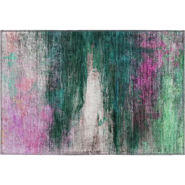 Florence Machine Washable Transitional Green Rug 1'8" x 2'6"