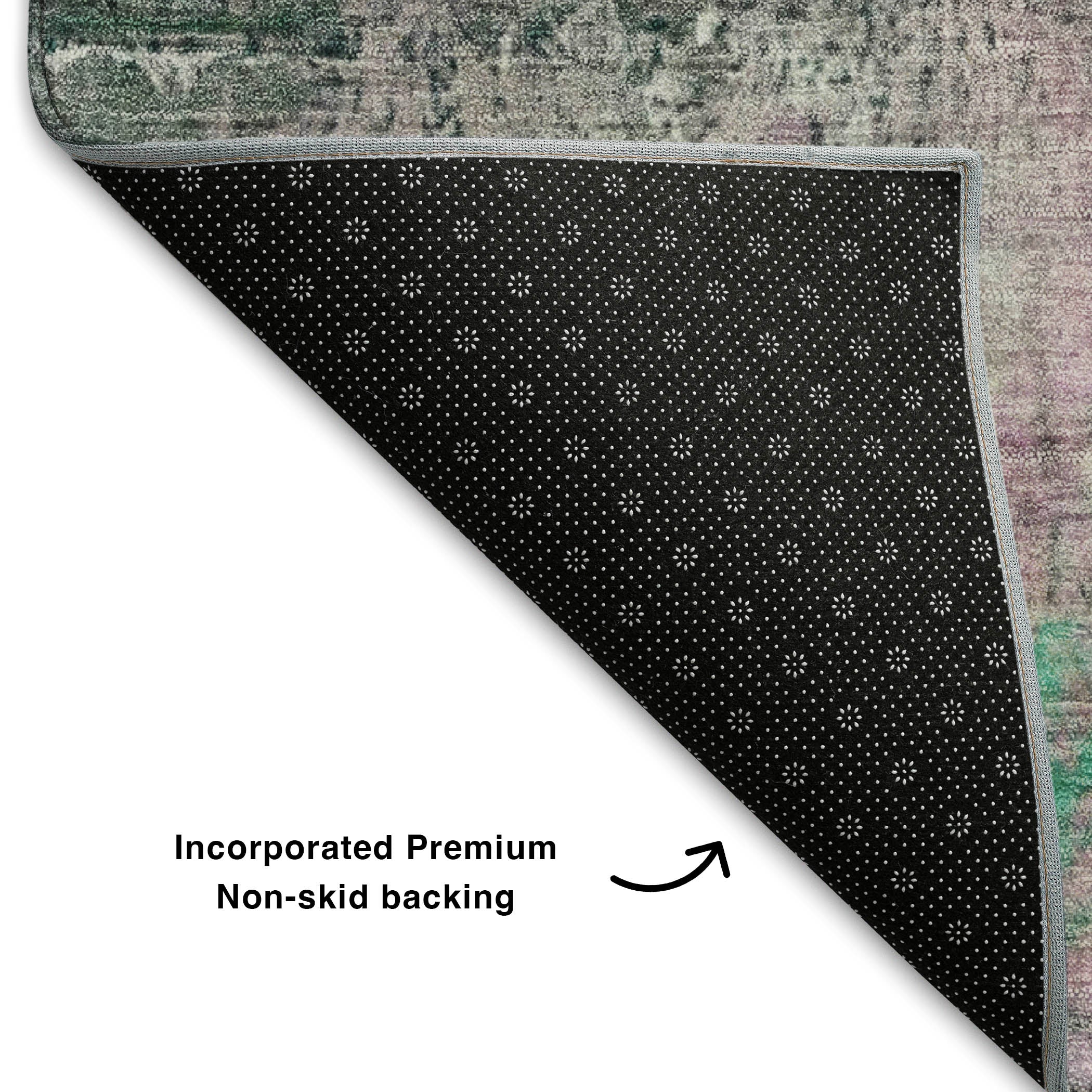 Florence Machine Washable Transitional Green Rug 1'8" x 2'6" #shape_Rectangle