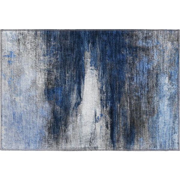Florence Machine Washable Transitional Navy Blue Rug 1'8" x 2'6"