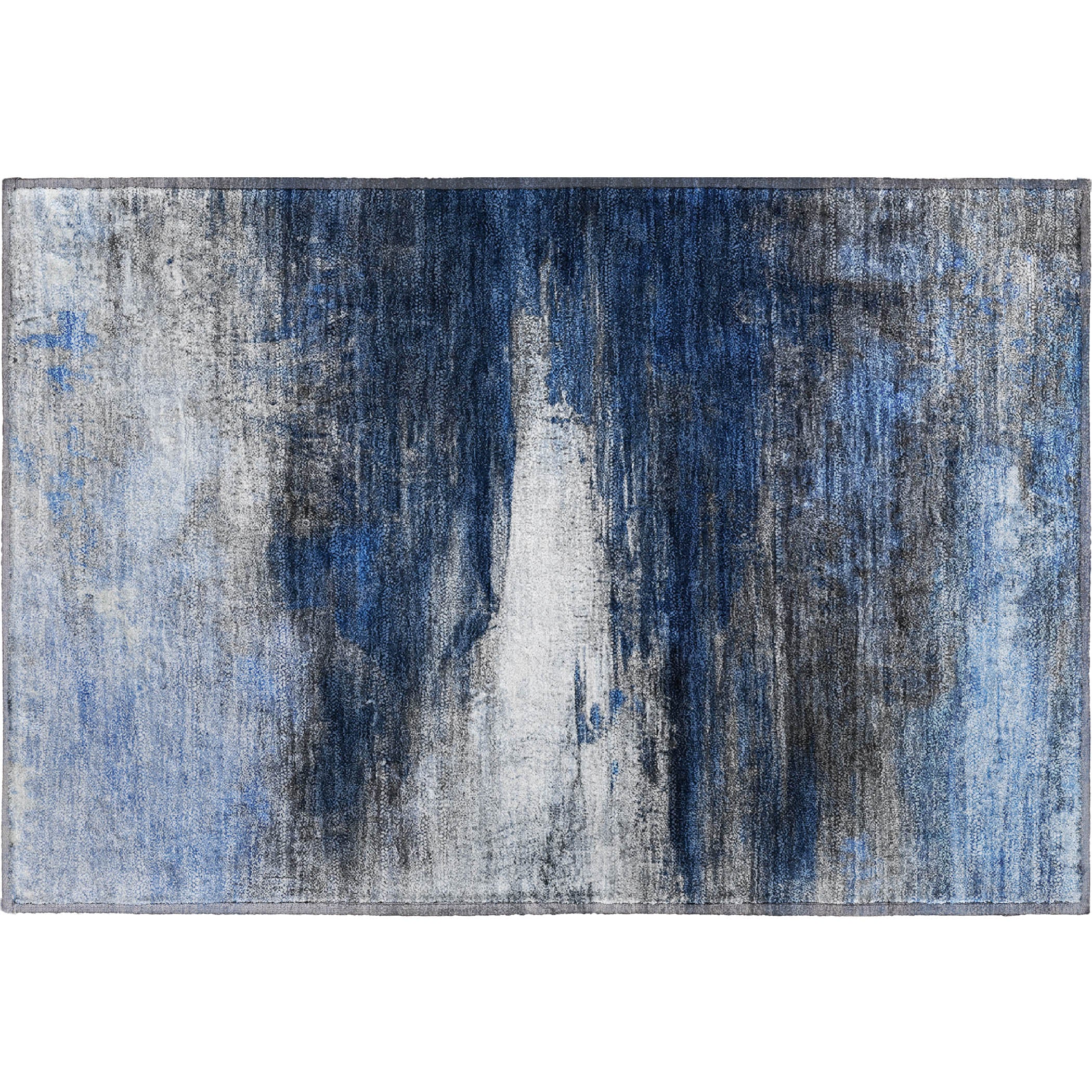 Florence Machine Washable Transitional Navy Blue Rug 1'8" x 2'6" #shape_Rectangle