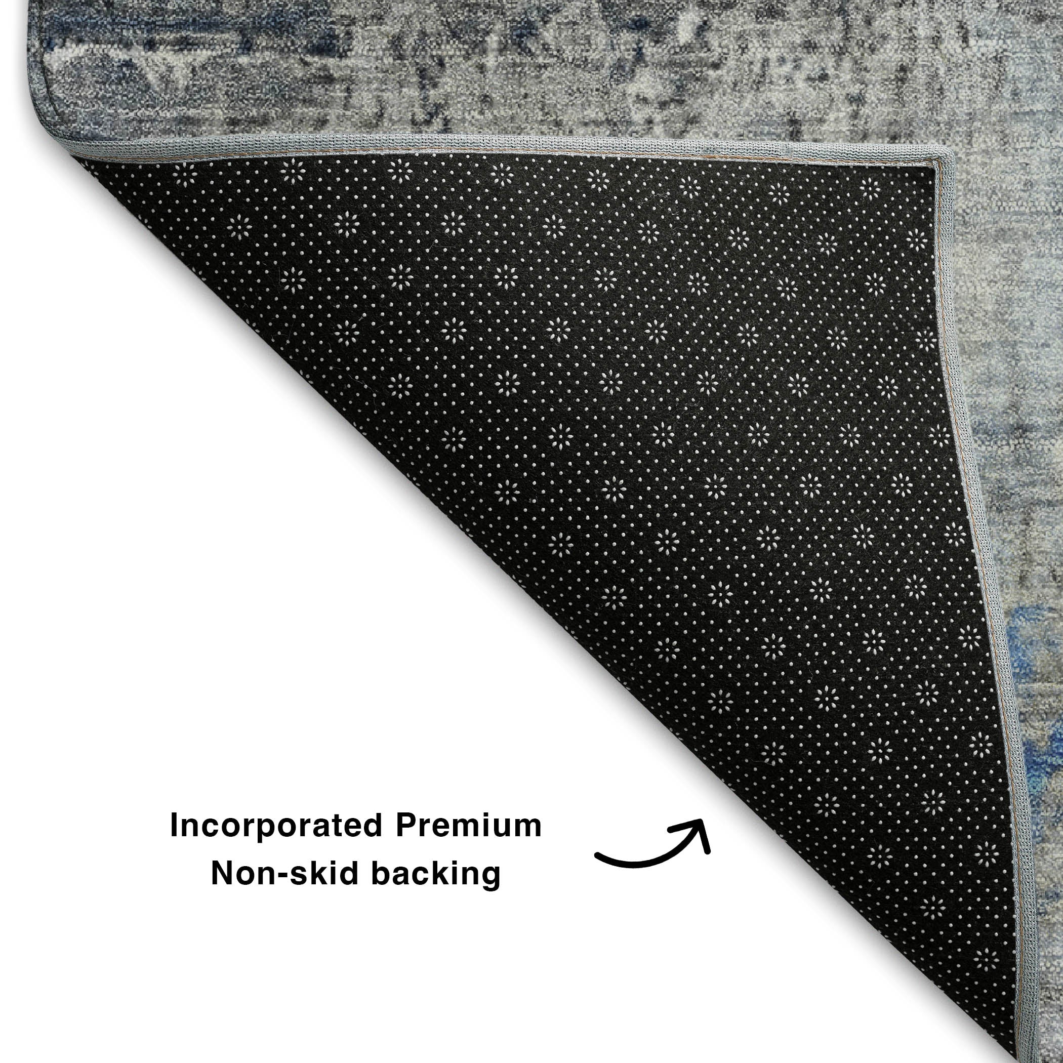 Florence Machine Washable Transitional Navy Blue Rug 1'8" x 2'6" #shape_Rectangle