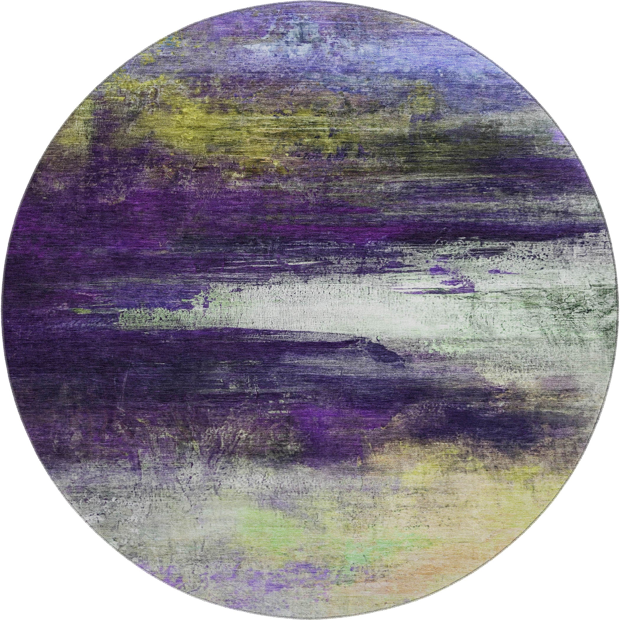 Florence Machine Washable Transitional Purple Rug 8' x 8' #shape_Round