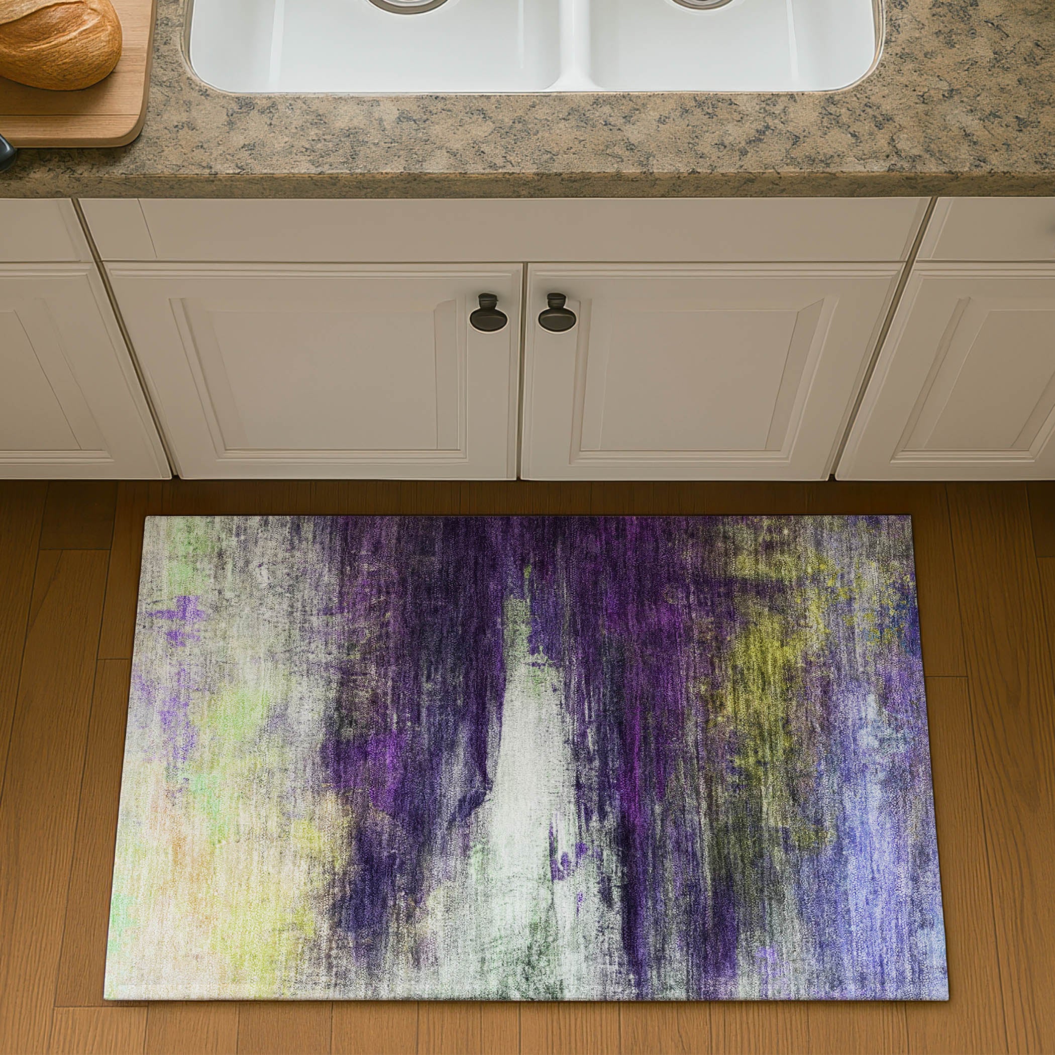 Florence Machine Washable Transitional Purple Rug 1'8" x 2'6" #shape_Rectangle