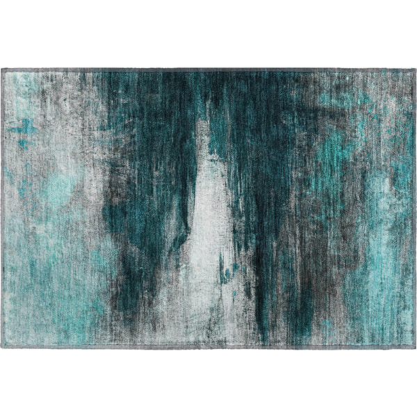 Florence Machine Washable Transitional Teal Rug 1'8" x 2'6"