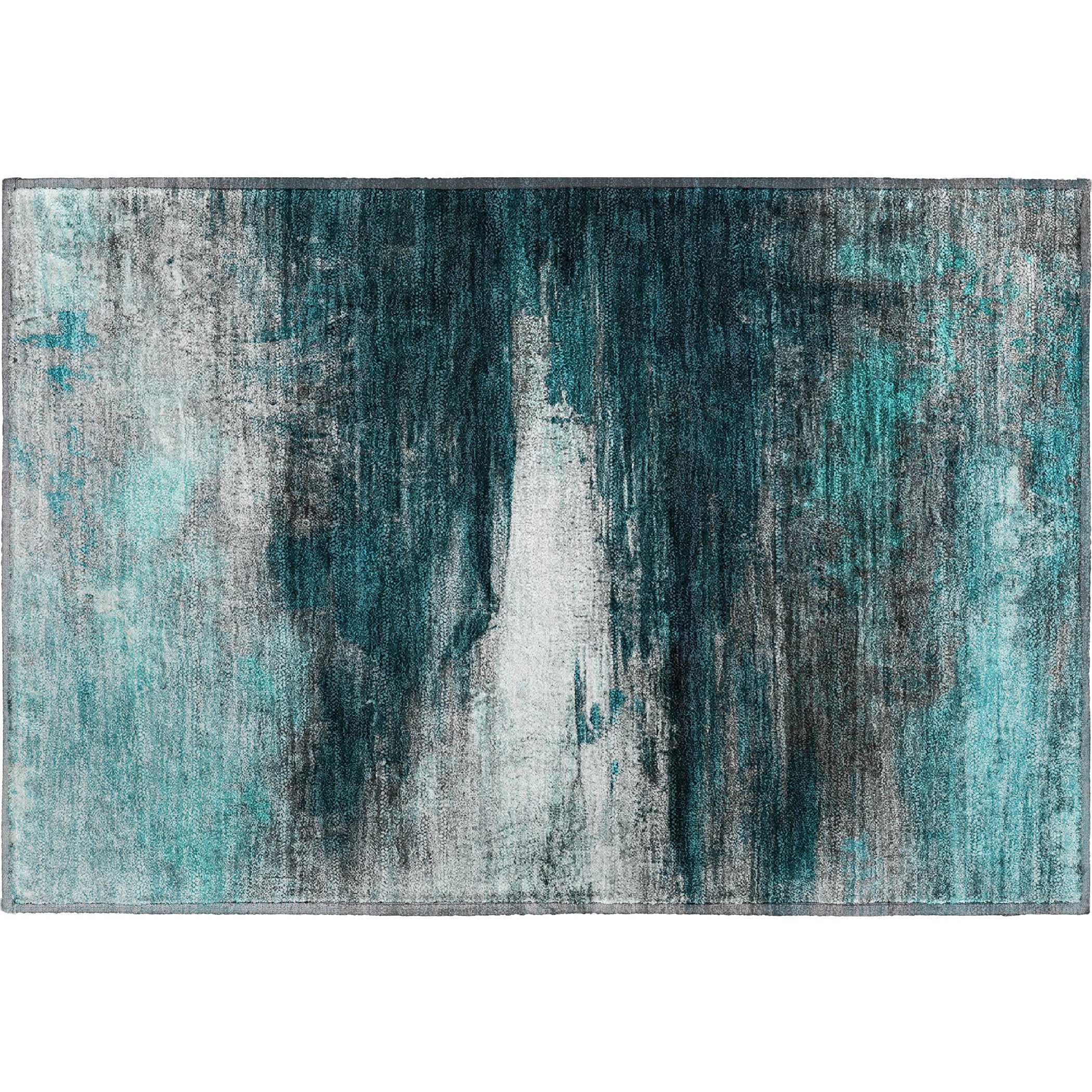 Florence Machine Washable Transitional Teal Rug 1'8" x 2'6" #shape_Rectangle