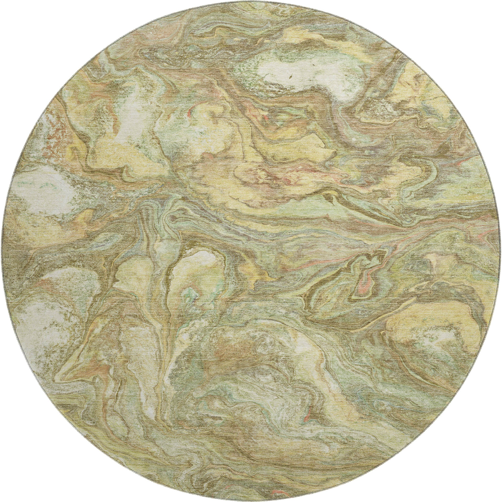 Athens Machine Washable Transitional Gold Rug 8' x 8' #shape_Round