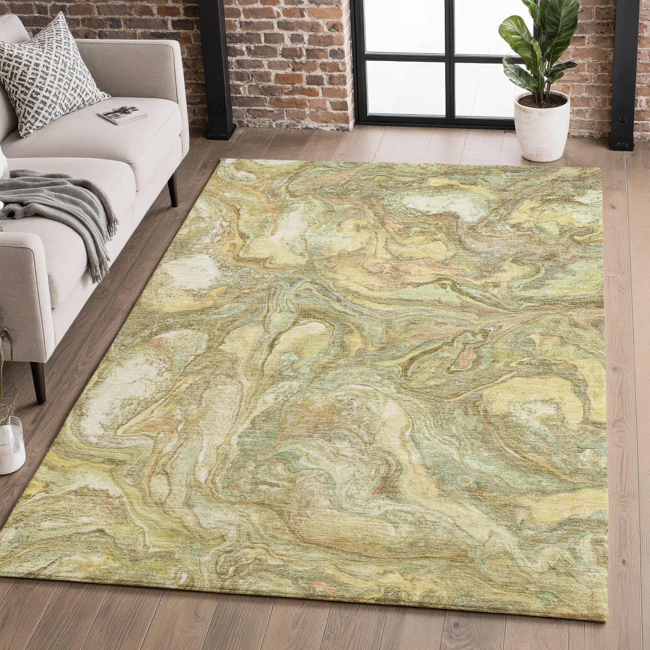 Athens Machine Washable Transitional Gold Rug 2'6" x 3'10" #shape_Rectangle