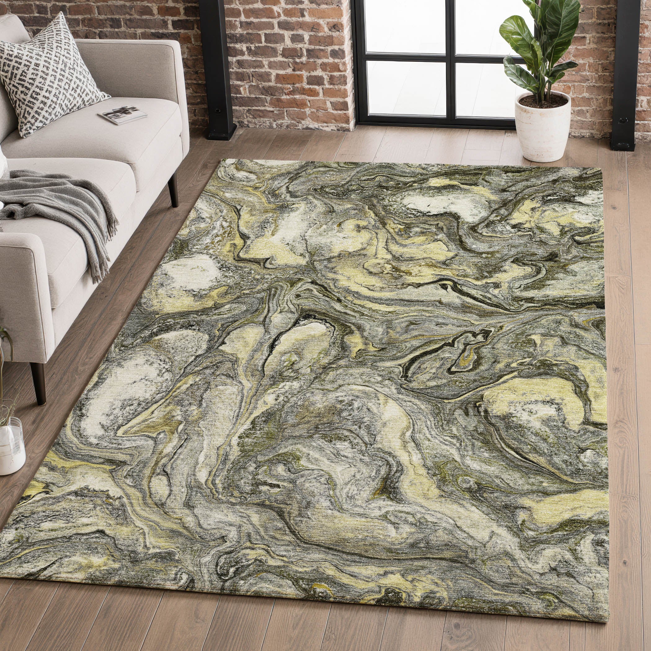 Athens Machine Washable Transitional Pewter Gray Rug 2'6" x 3'10" #shape_Rectangle