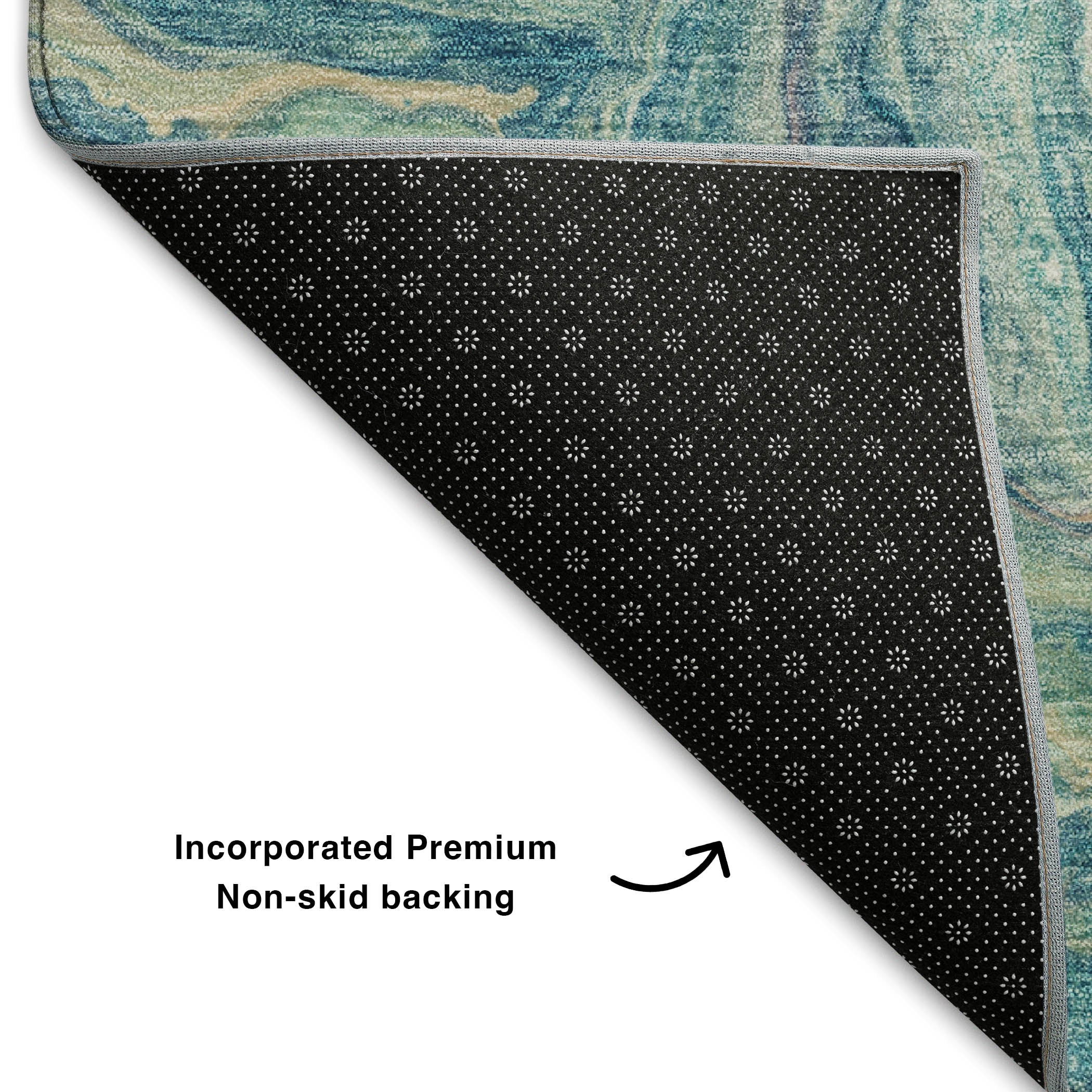 Athens Machine Washable Transitional Teal Rug 1'8" x 2'6" #shape_Rectangle