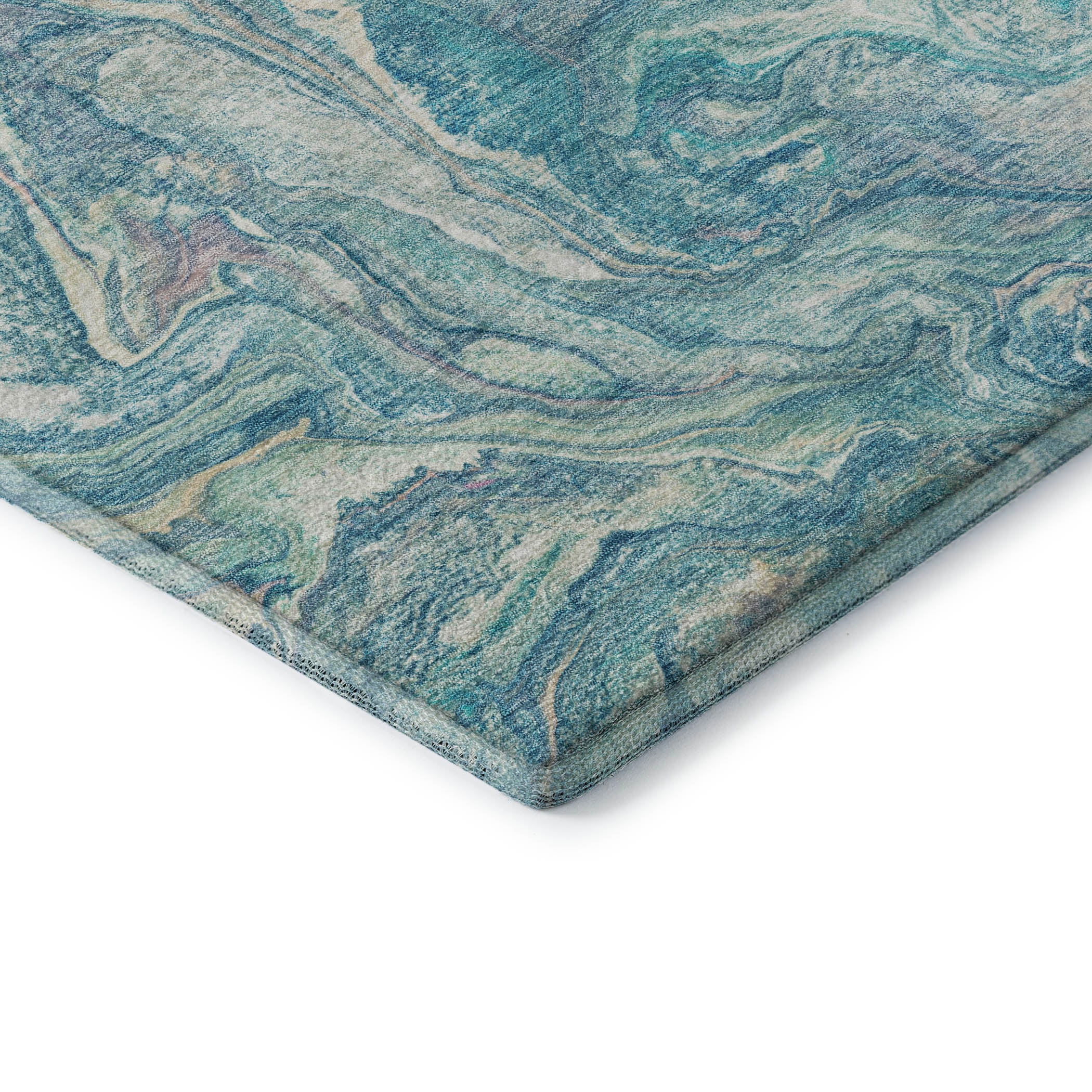 Athens Machine Washable Transitional Teal Rug 1'8" x 2'6" #shape_Rectangle