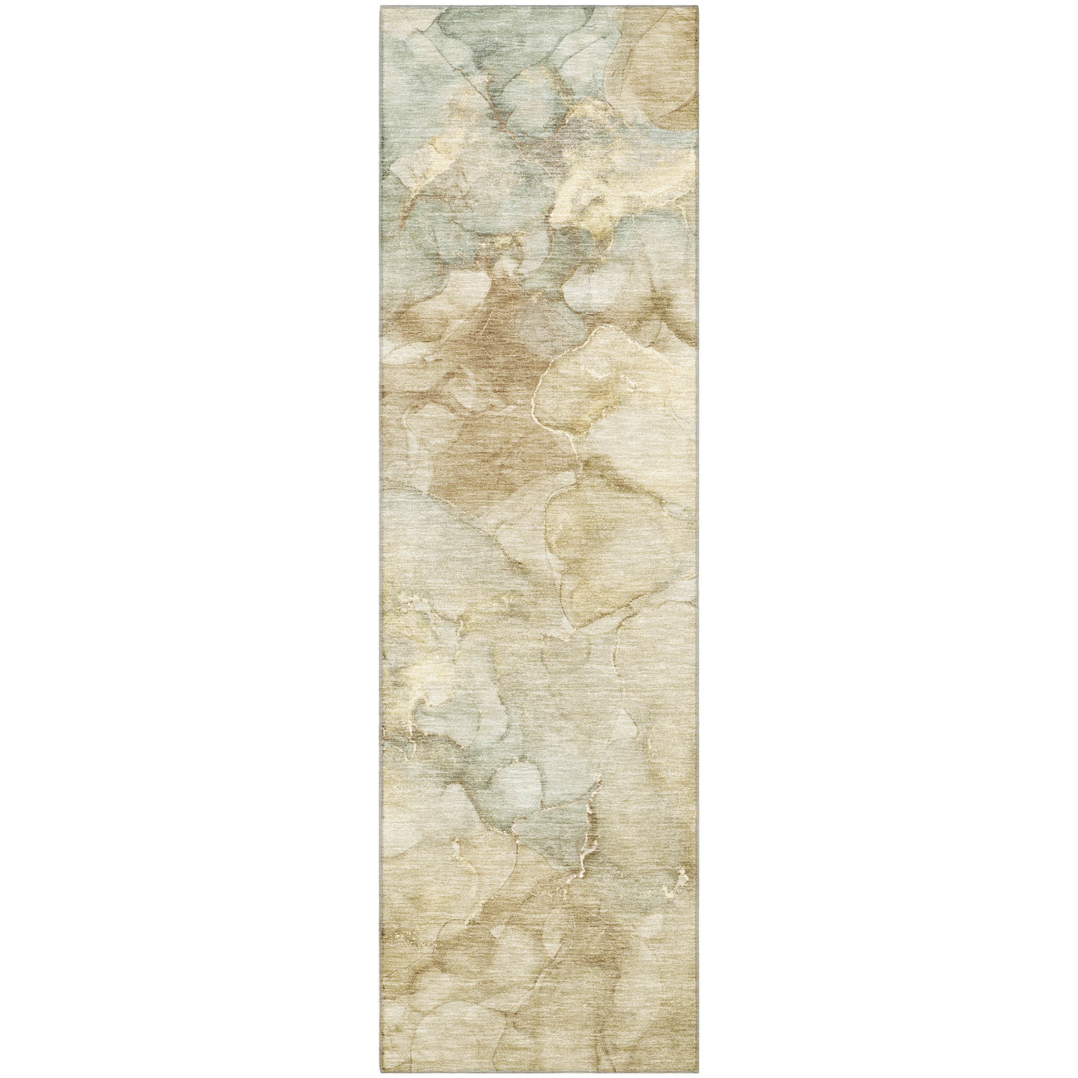 Hoi An Machine Washable Transitional Beige Brown Rug 2'3" x 7'6" #shape_Runner