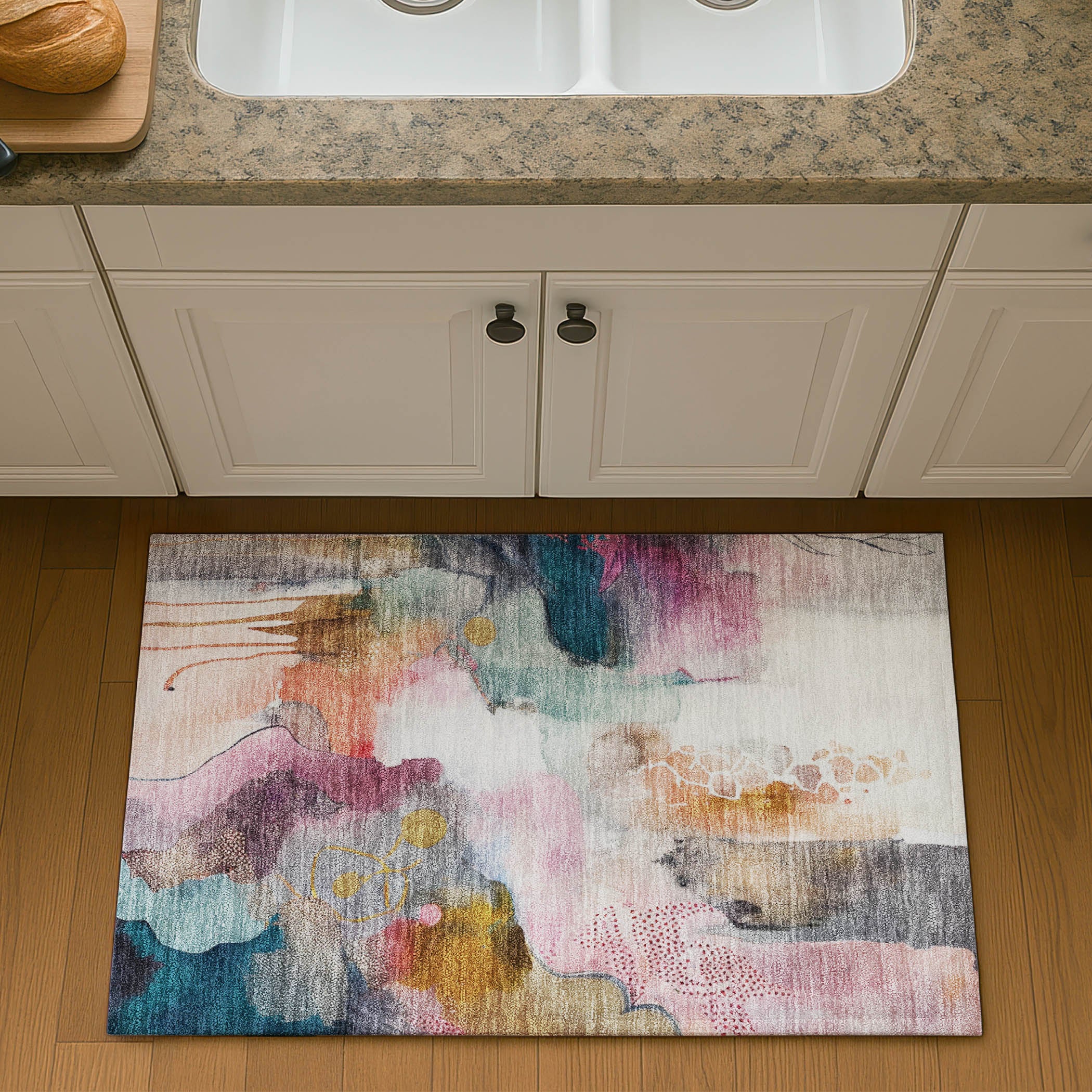 Sarajevo Machine Washable Transitional Blush Pink Rug 1'8" x 2'6" #shape_Rectangle