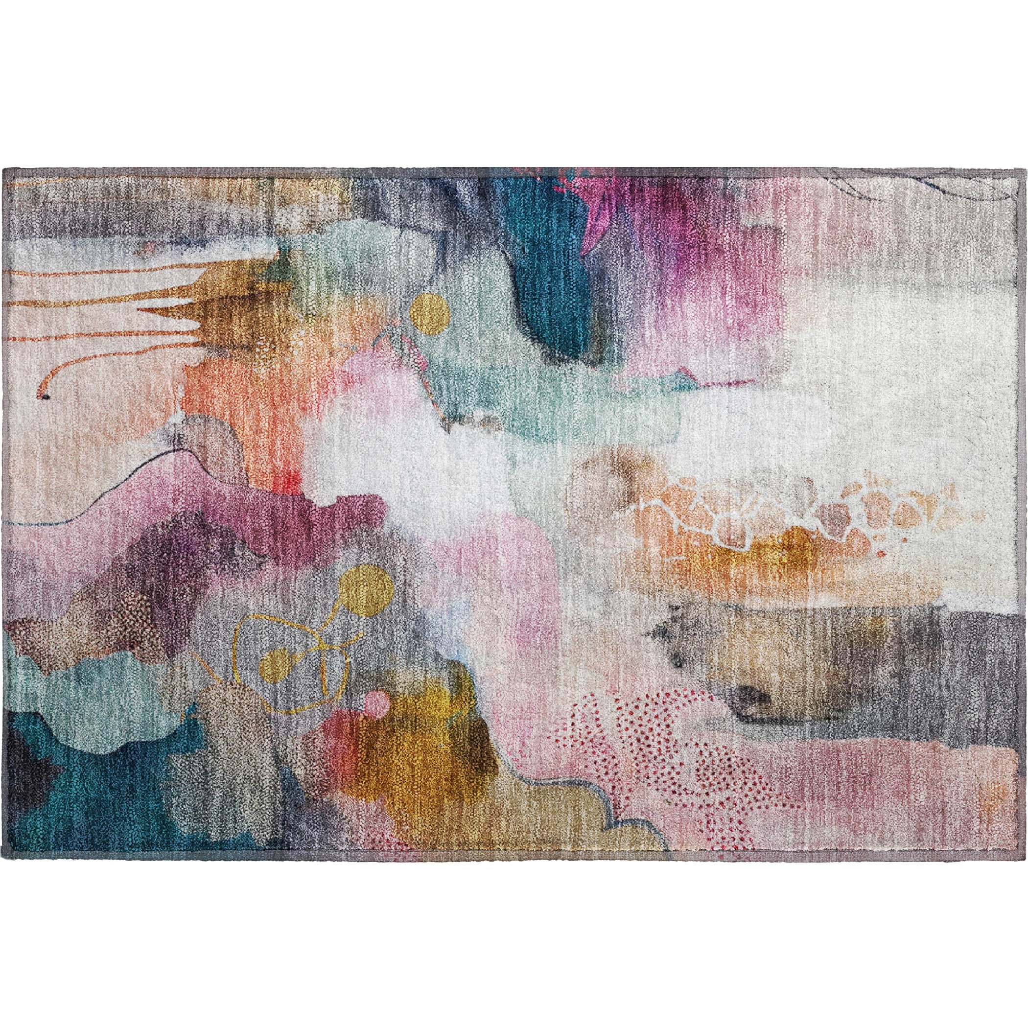 Sarajevo Machine Washable Transitional Blush Pink Rug 1'8" x 2'6" #shape_Rectangle