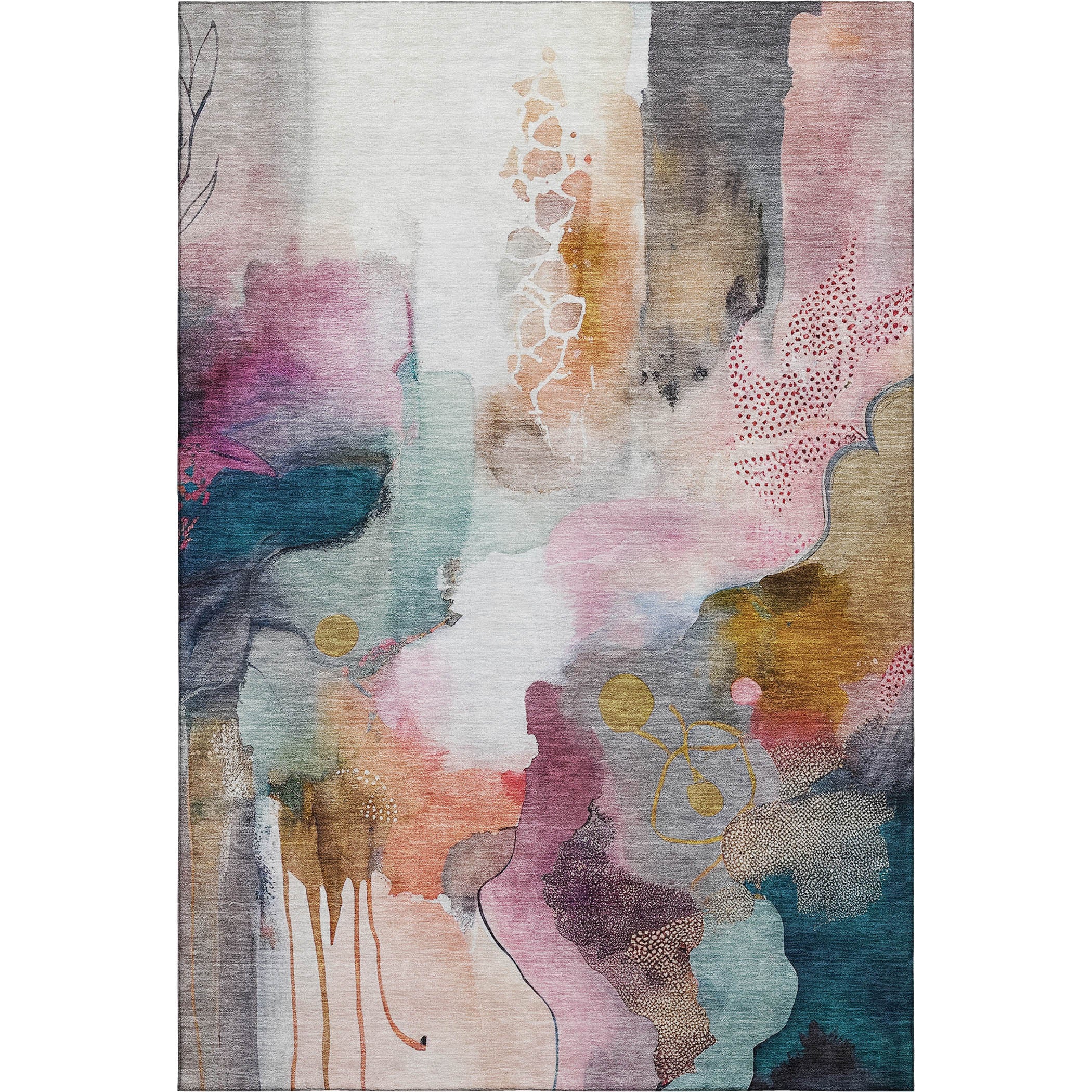 Sarajevo Machine Washable Transitional Blush Pink Rug 2'6" x 3'10" #shape_Rectangle