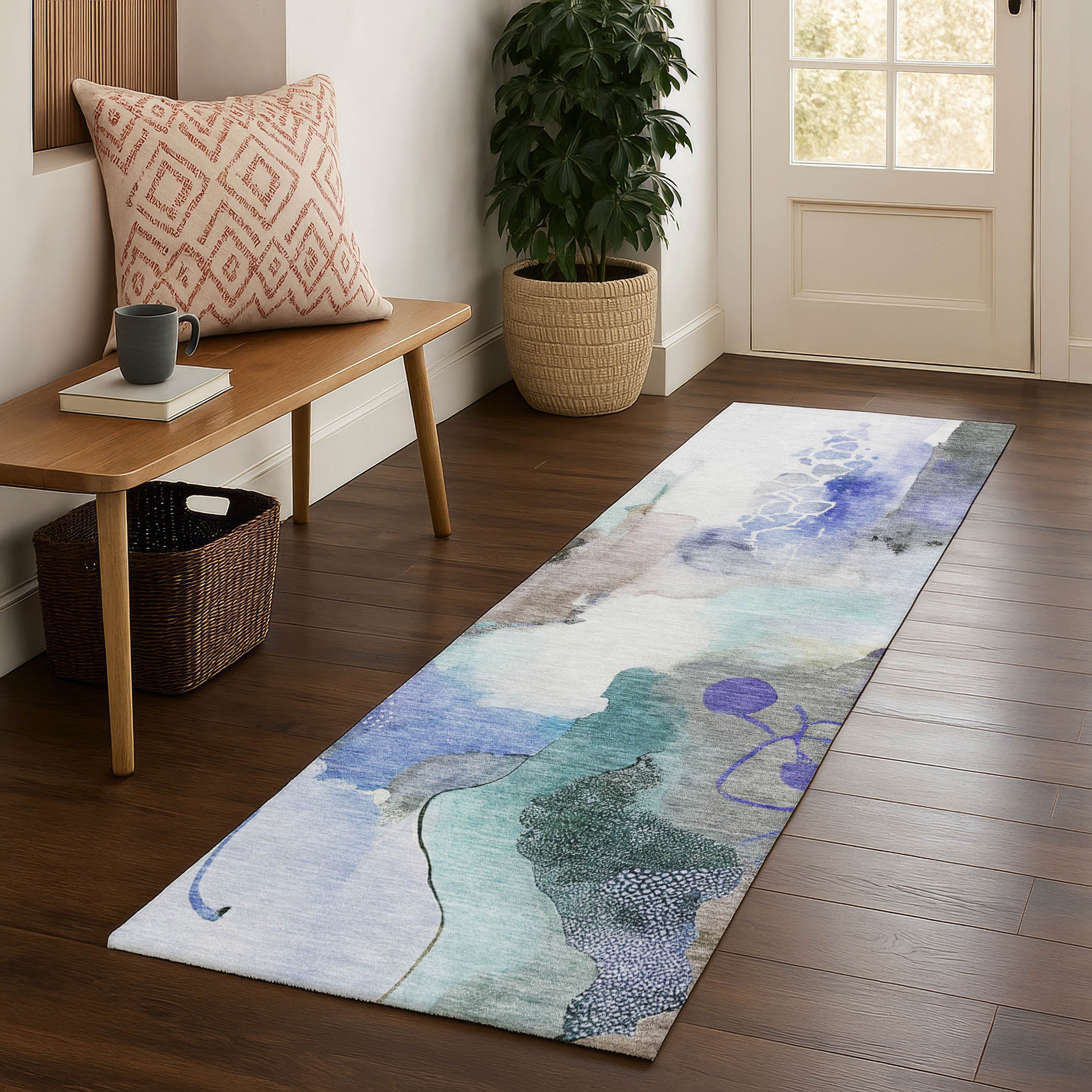 Sarajevo Machine Washable Transitional Brown Rug 2'3" x 7'6" #shape_Runner