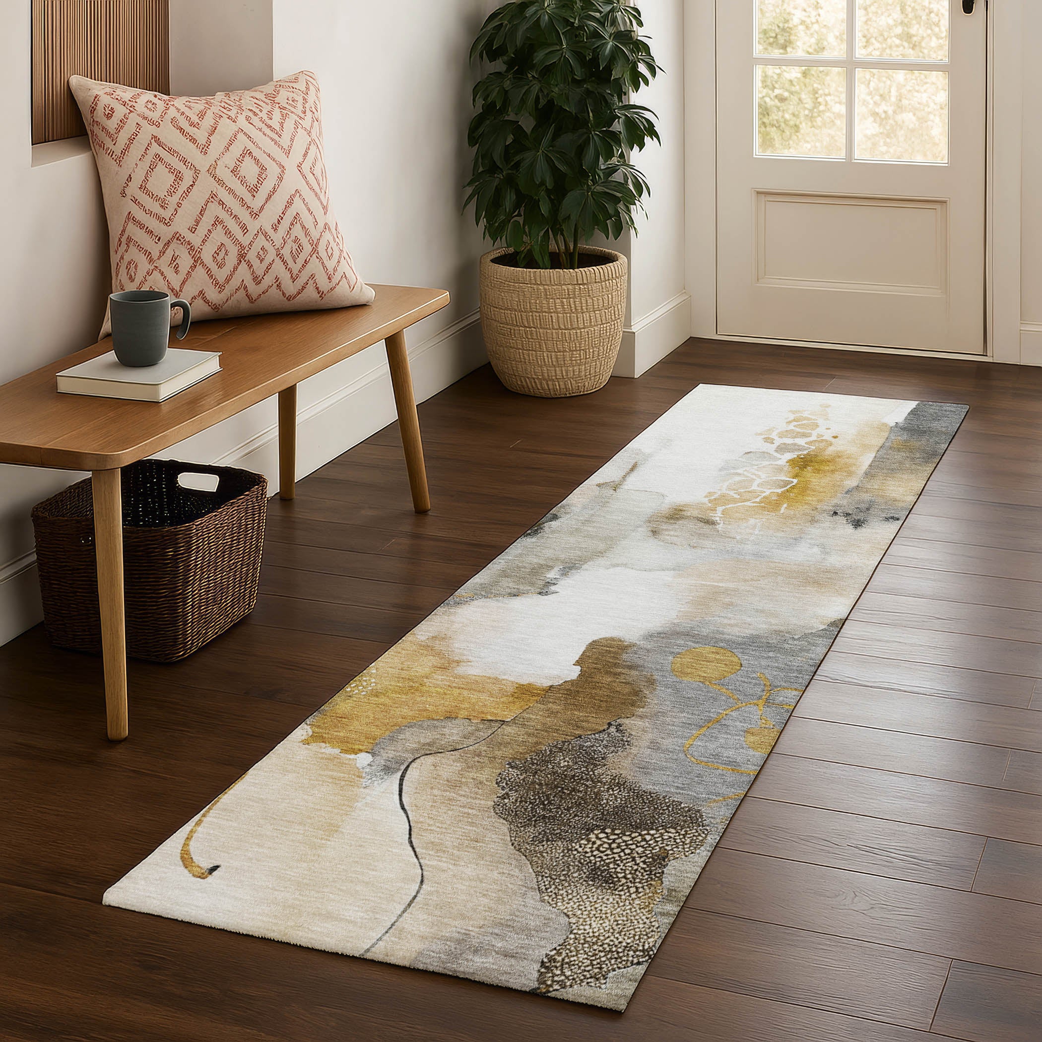 Sarajevo Machine Washable Transitional Mocha Brown Rug 2'3" x 7'6" #shape_Runner