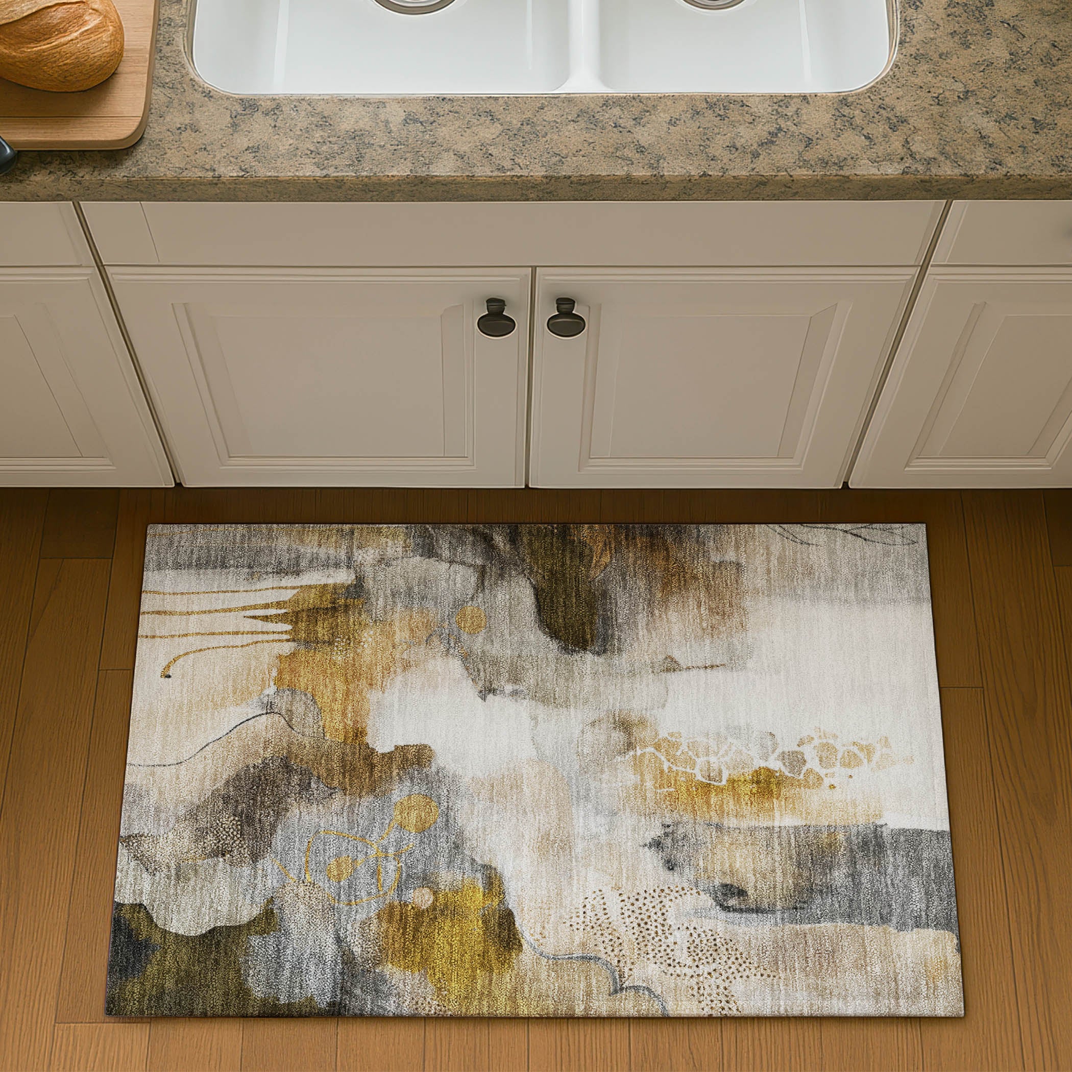 Sarajevo Machine Washable Transitional Mocha Brown Rug 1'8" x 2'6" #shape_Rectangle