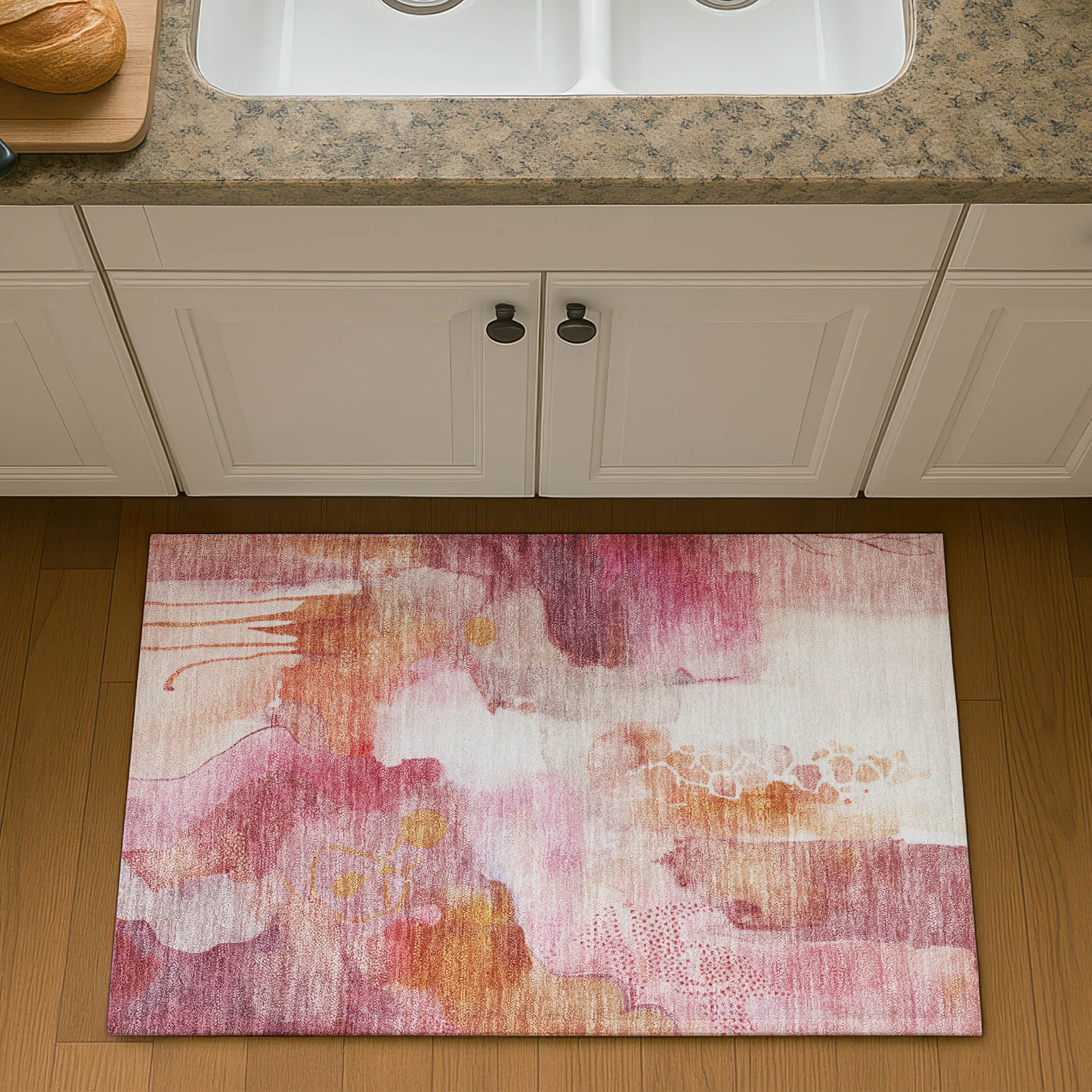 Sarajevo Machine Washable Transitional Pink Rug 1'8" x 2'6" #shape_Rectangle