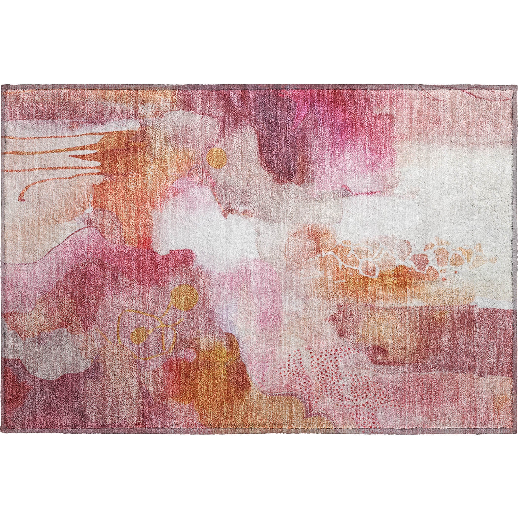 Sarajevo Machine Washable Transitional Pink Rug 1'8" x 2'6" #shape_Rectangle