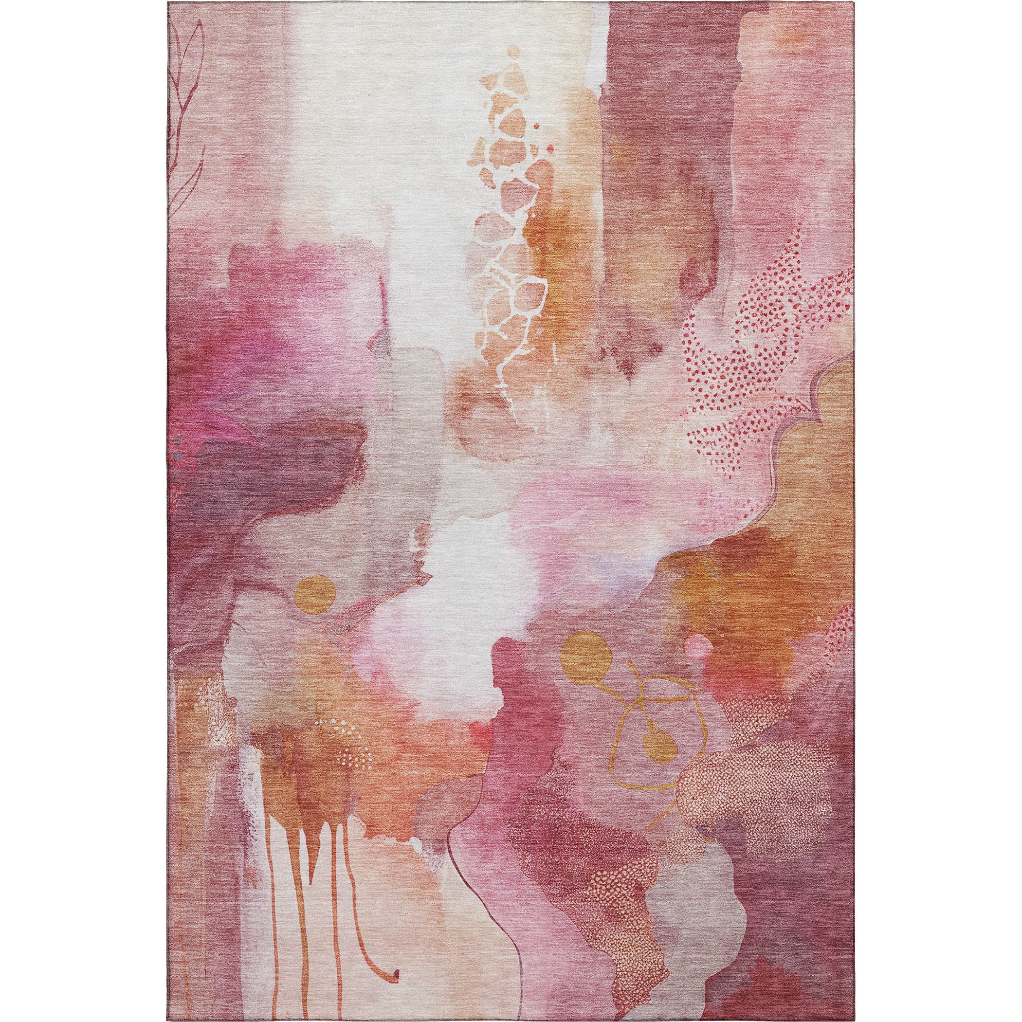 Sarajevo Machine Washable Transitional Pink Rug 2'6" x 3'10" #shape_Rectangle