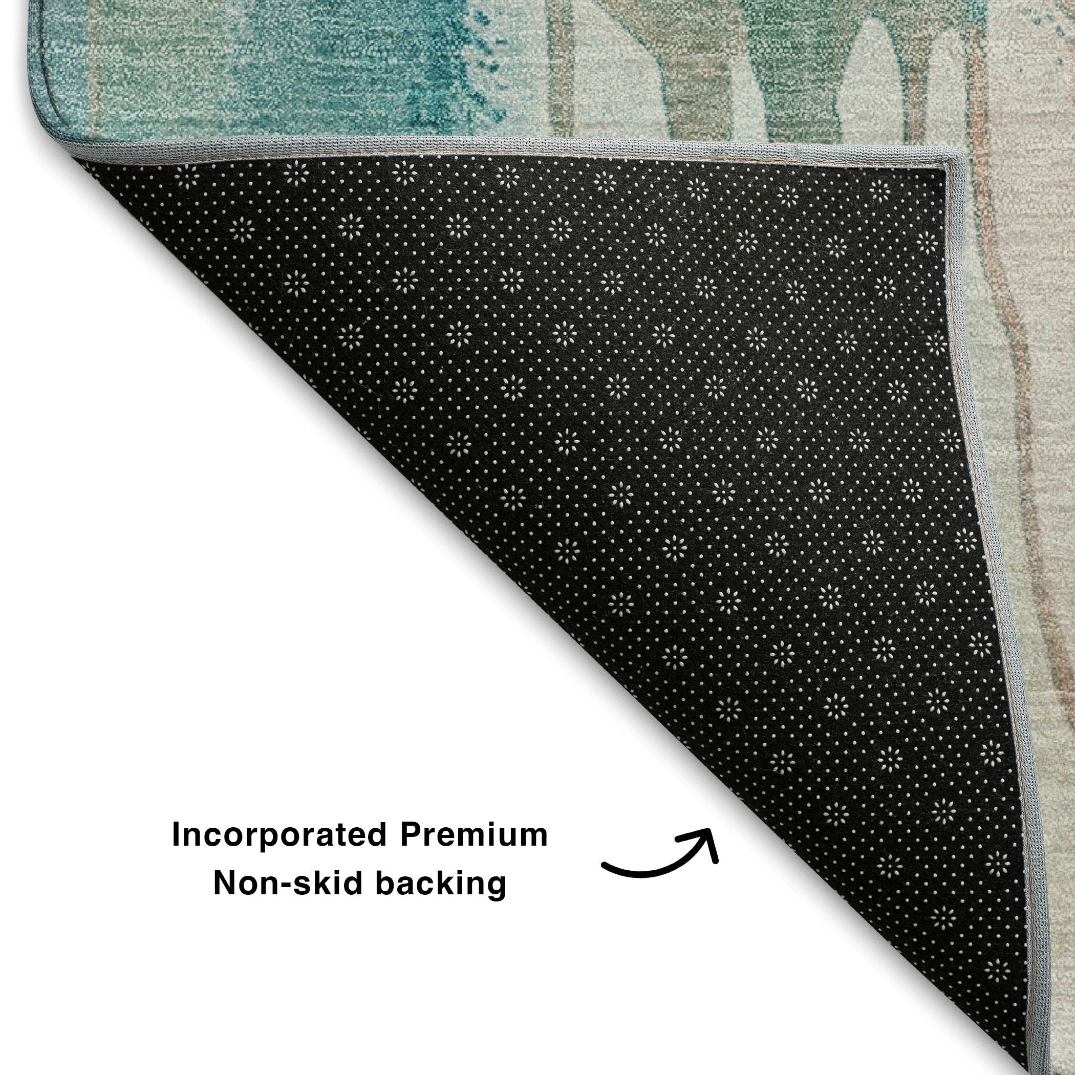 Sarajevo Machine Washable Transitional Turquoise Teal Rug 1'8" x 2'6" #shape_Rectangle