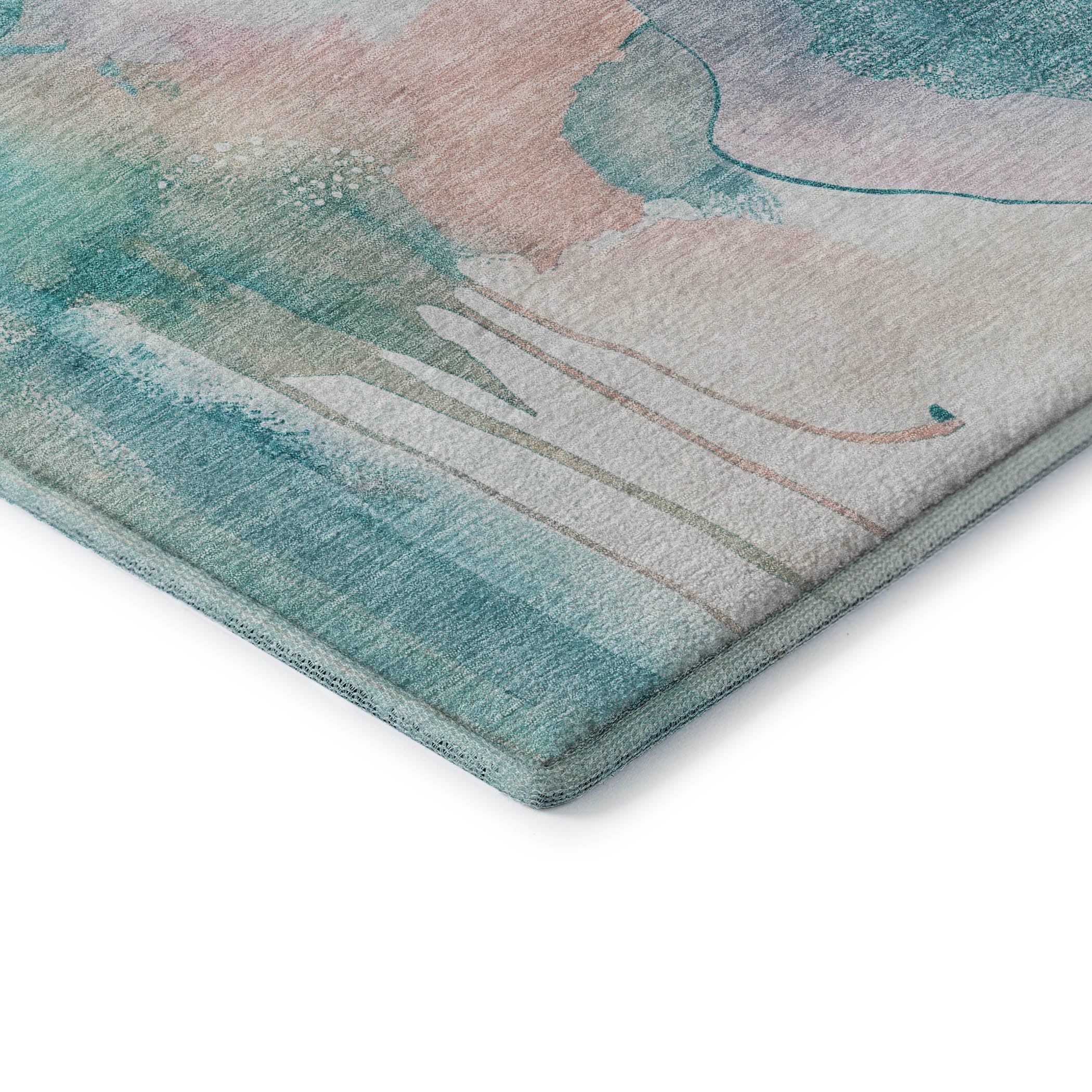 Sarajevo Machine Washable Transitional Turquoise Teal Rug 1'8" x 2'6" #shape_Rectangle