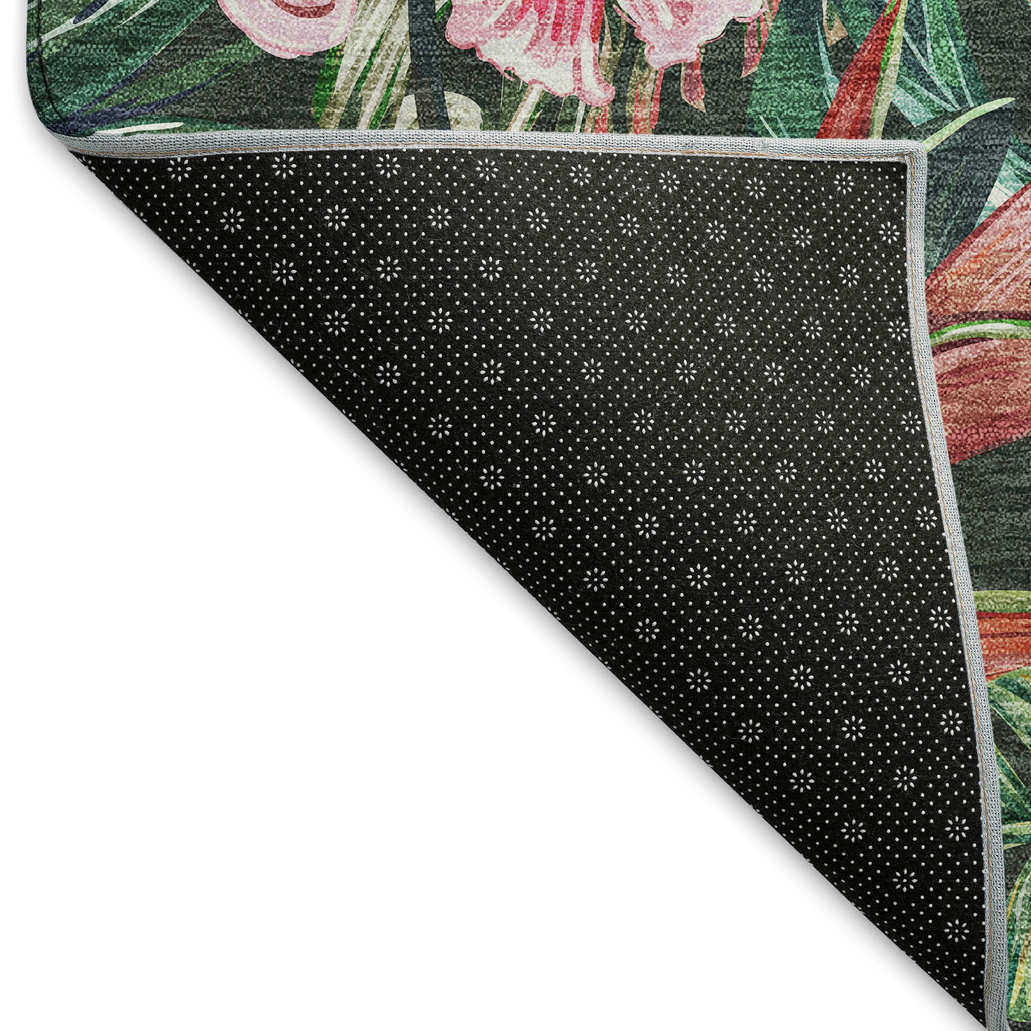 Queenstown Machine Washable Tropical Midnight Black Rug 1'8" x 2'6" #shape_Rectangle