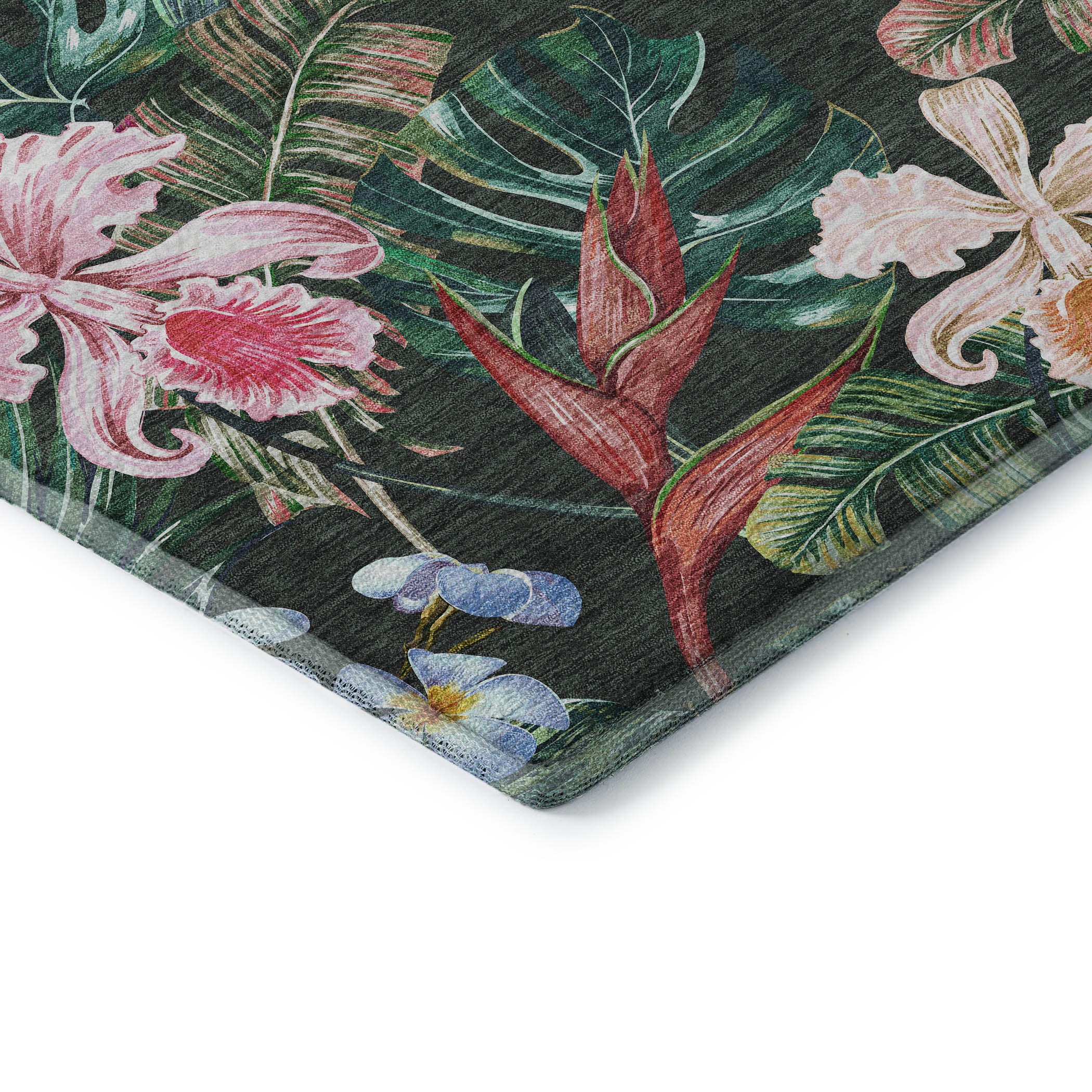 Queenstown Machine Washable Tropical Midnight Black Rug 1'8" x 2'6" #shape_Rectangle