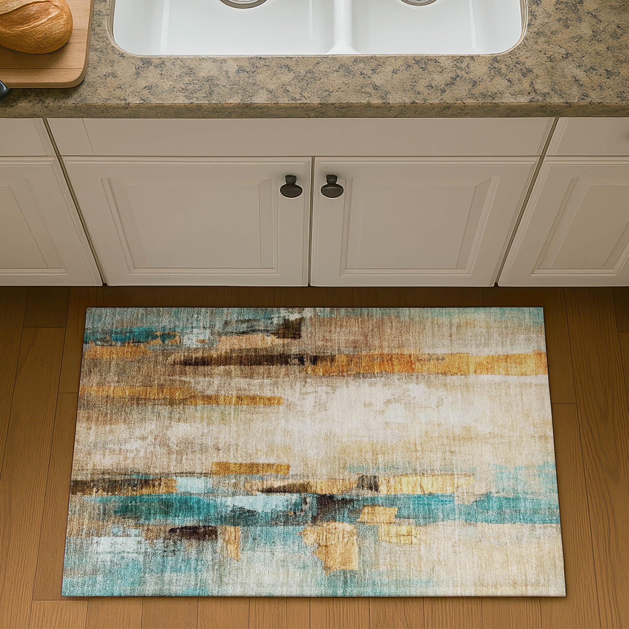 Kathmandu Machine Washable Transitional Beige Brown Rug 1'8" x 2'6" #shape_Rectangle