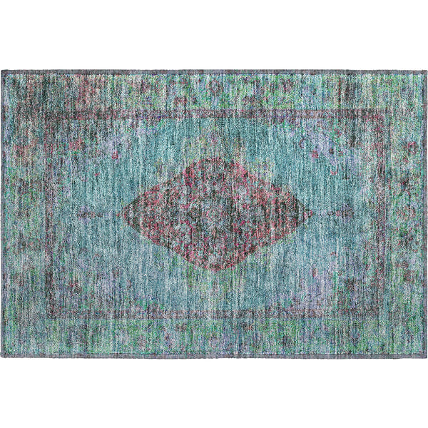 Ghent Machine Washable Traditional Aqua Teal Rug 1'8" x 2'6"