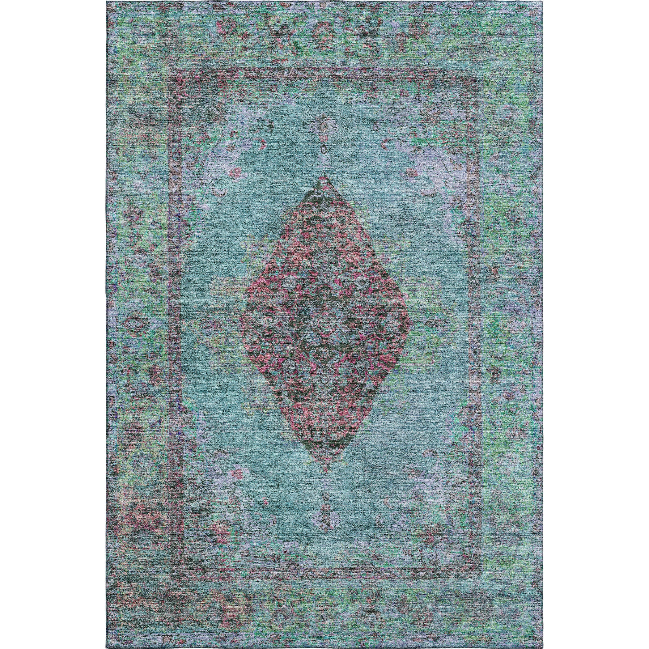 Ghent Machine Washable Traditional Aqua Teal Rug 2'6" x 3'10" #shape_Rectangle