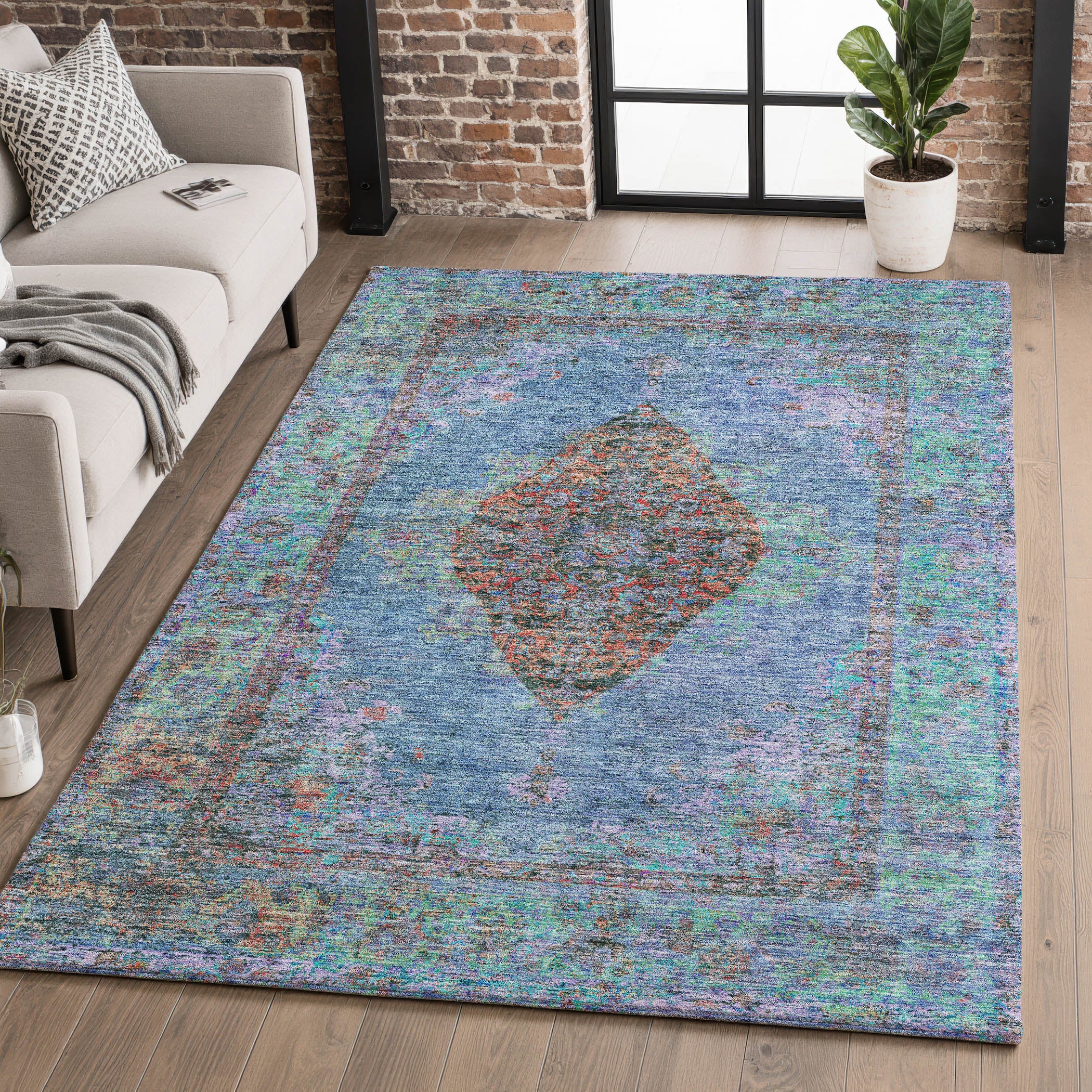 Ghent Machine Washable Traditional Blue Rug 2'6" x 3'10" #shape_Rectangle